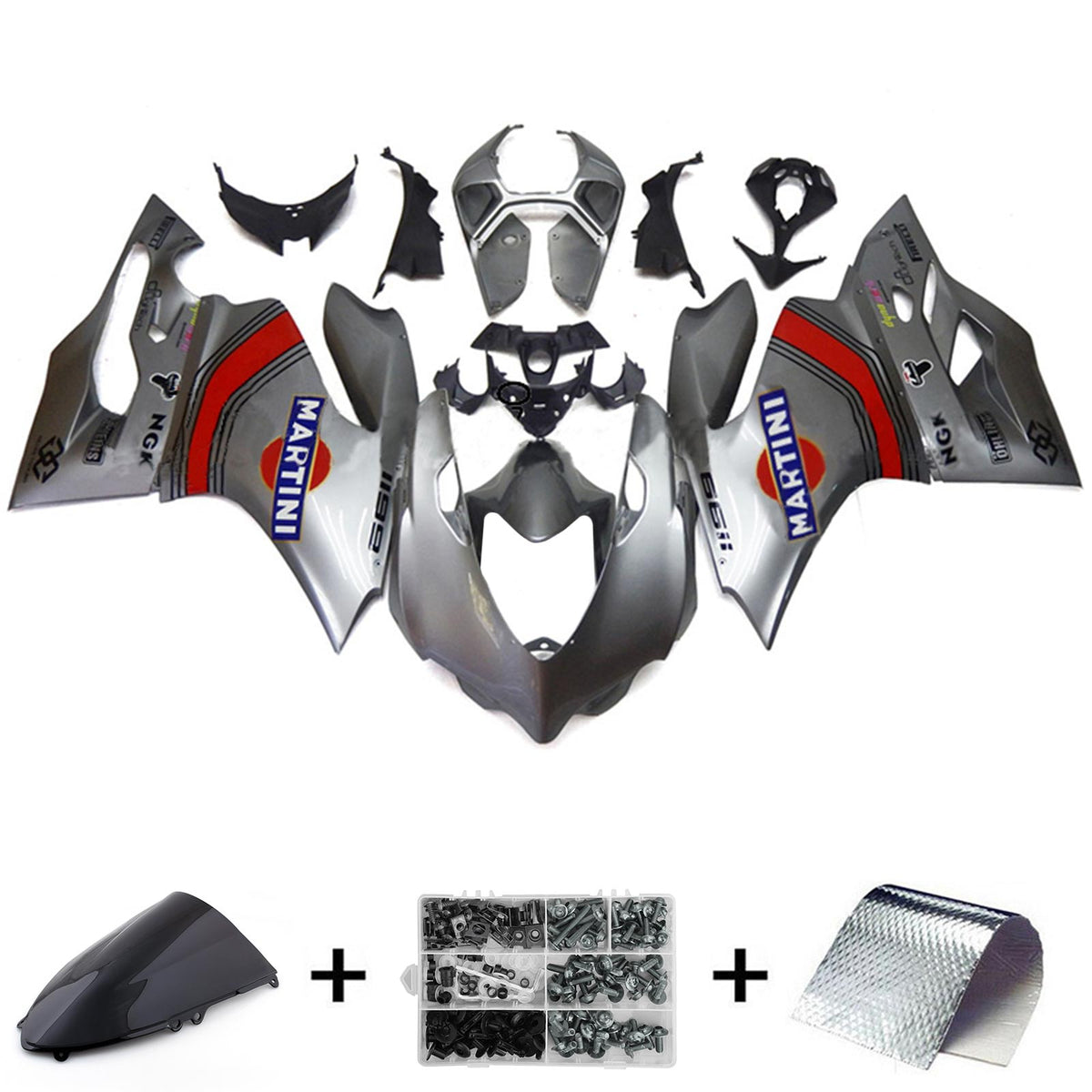 Amotopart 2012-2015 Ducati 1199 899 Kit de carénage gris et rouge