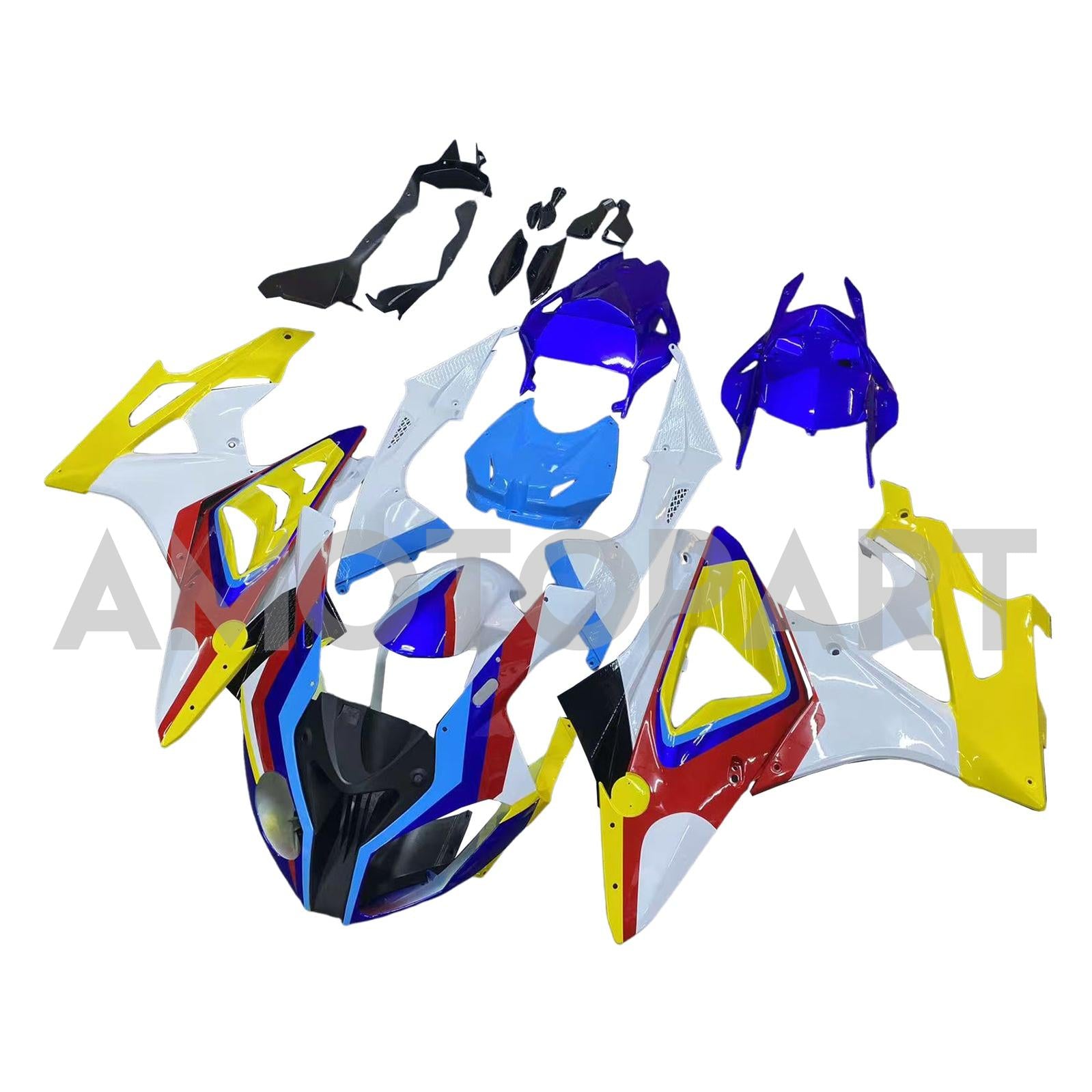 Amotopart 2009-2014 BMW S1000RR Kit de carénage jaune blanc bleu