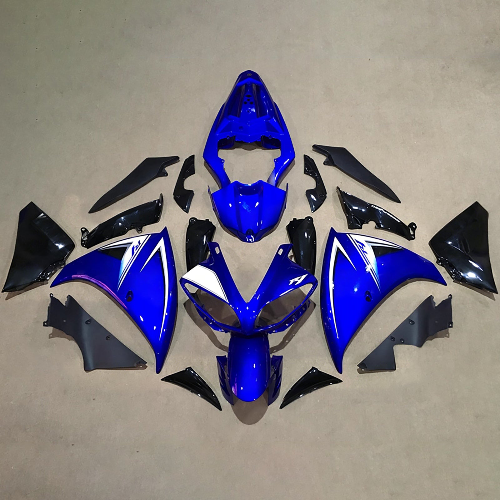Amotopart 2012-2014 Yamaha YZF-R1 Blue/Black Fairing Kit
