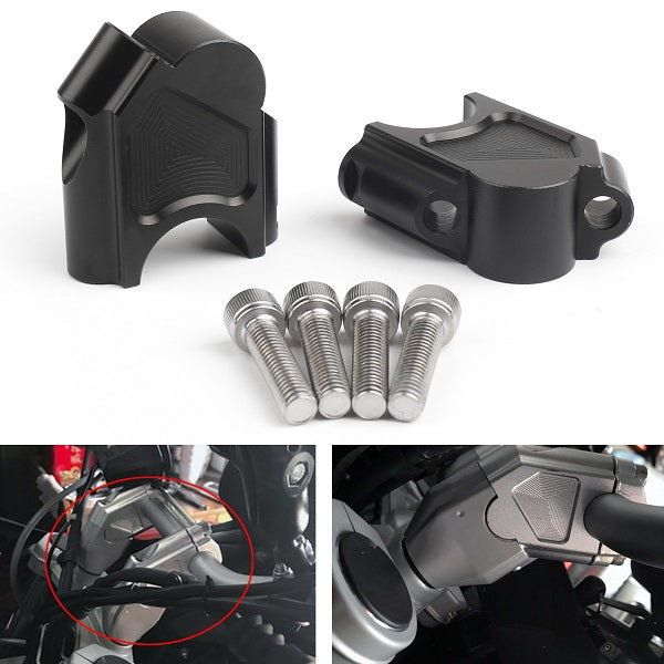 Pair Black Motorcycle Handlebar Riser Kit Moves Bar Up For BMW F800GS 2008-2017