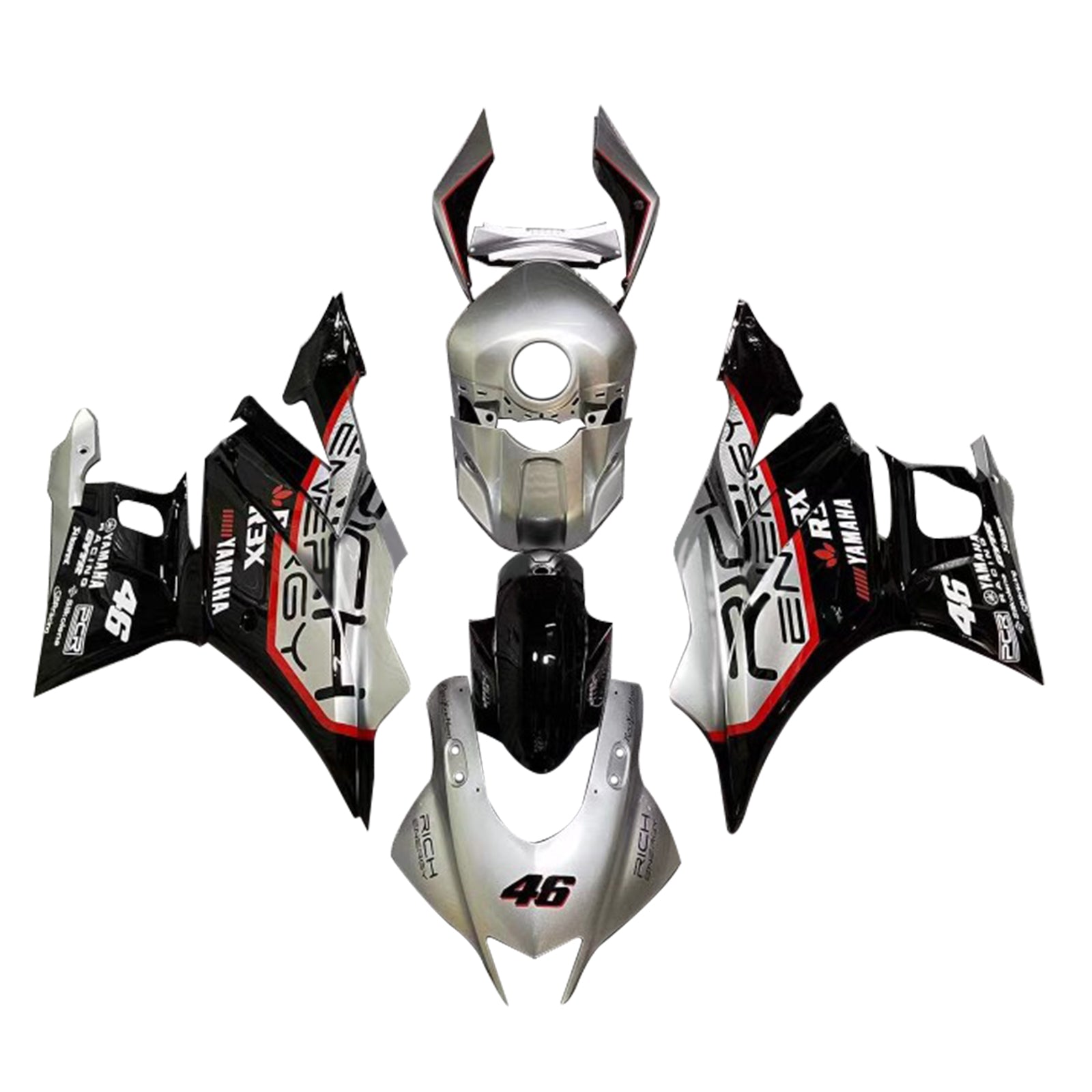 Amotopart Yamaha 2019-2021 YZF R3/YZF R25 Black&Grey Style1 Fairing Kit