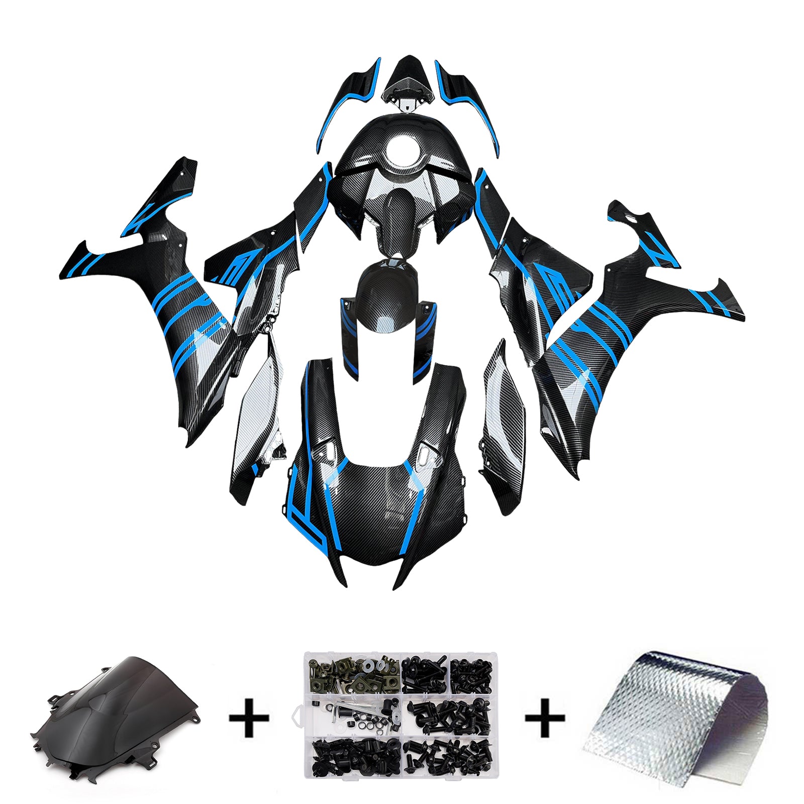 Amotopart 2020-2025 Yamaha YZF-R1 Carbon Fiber Blue Line Fairing Kit