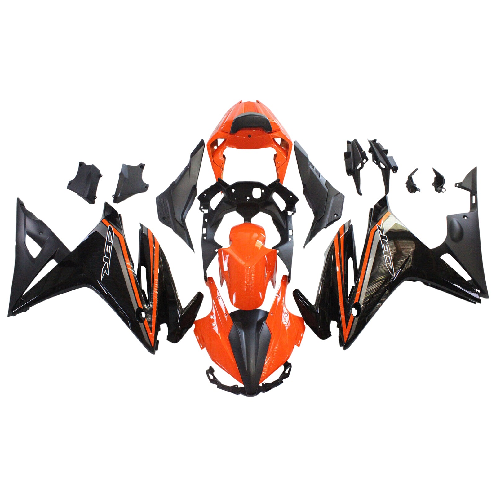 Amotopart 2016–2018 Honda CBR500R Schwarz Orange Verkleidungsset