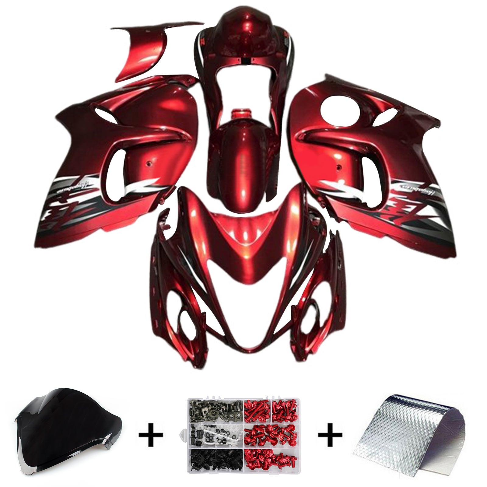 Amotopart 2008-2020 GSX1300R Hayabusa スズキ ダークレッド フェアリングキット