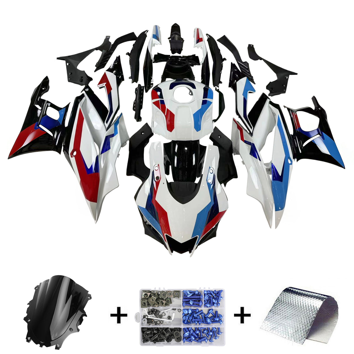 Amotopart 2022-2024 Yamaha YZF-R3 R25 Black White Blue Fairing Kit