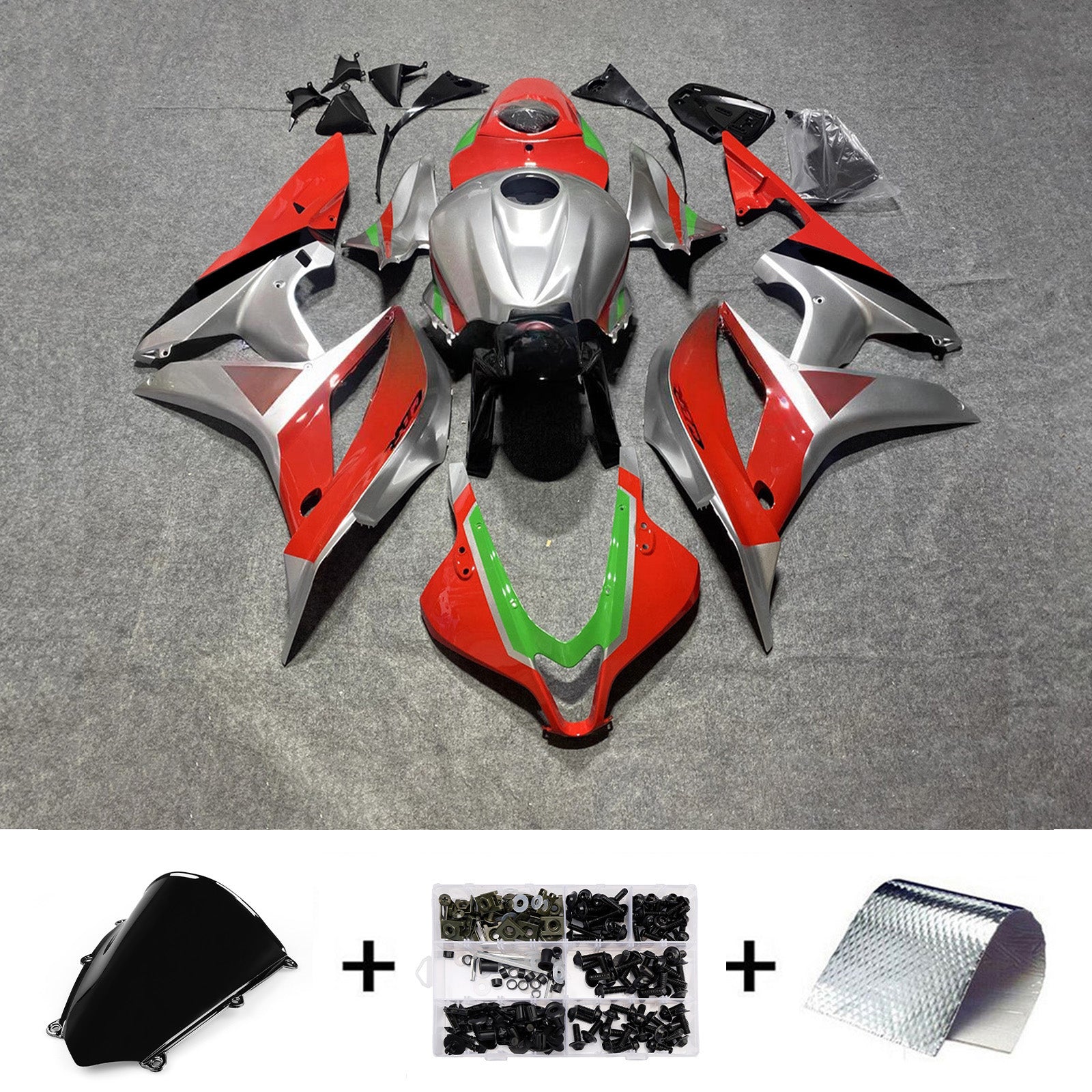 Amotopart 2009-2012 Honda CBR600RR Red/Silver Fairing Kit