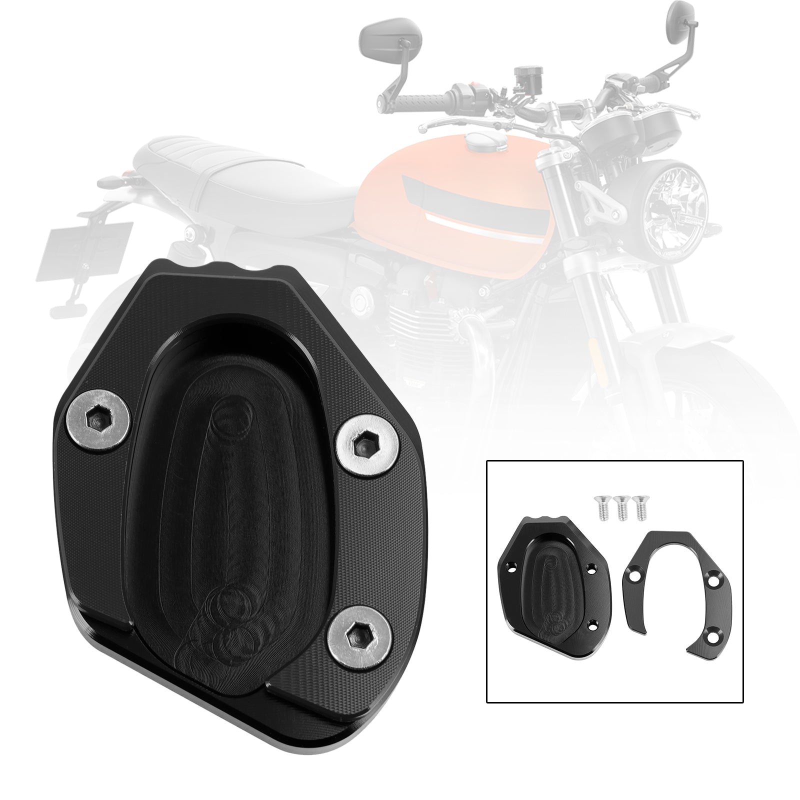 19-21 velocidades Twin 1200 y 16-19 Thruxton 1200/R Kickstand Ampliar placa almohadilla