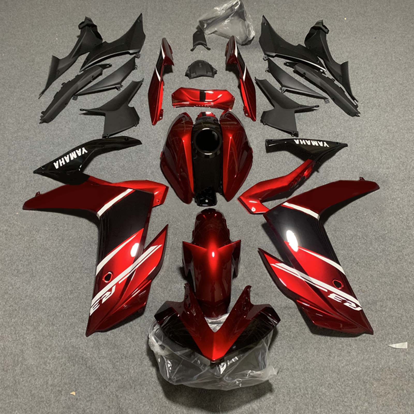 Amotopart 2022-2023 Yamaha YZF-R3 R25 Kit de carenado rojo