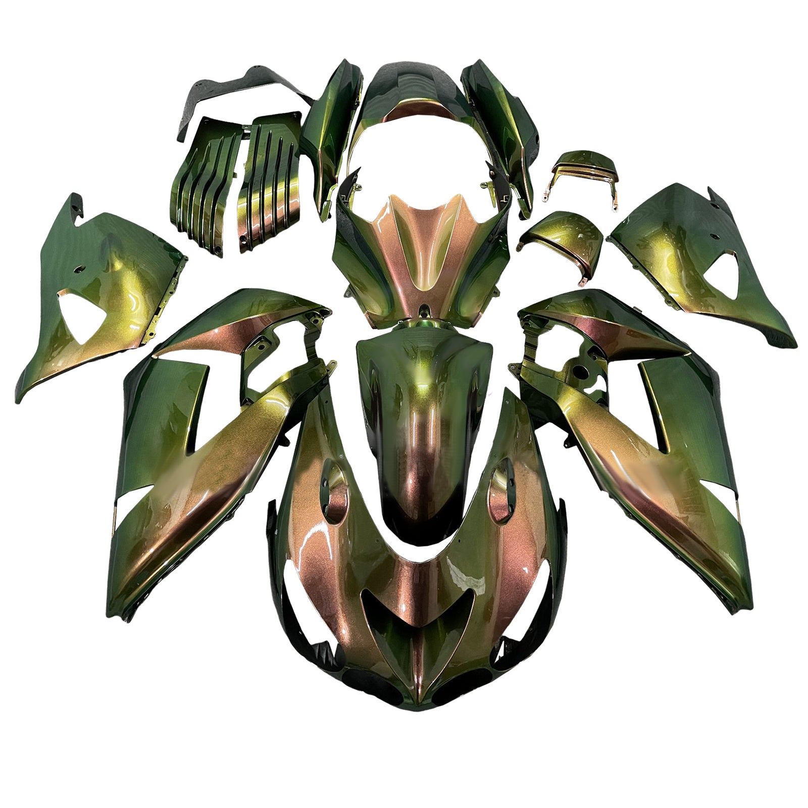 Amotopart 2006-2011 Kawasaki ZX14R ZZR1400 Gradient Green Purple Fairing Kit