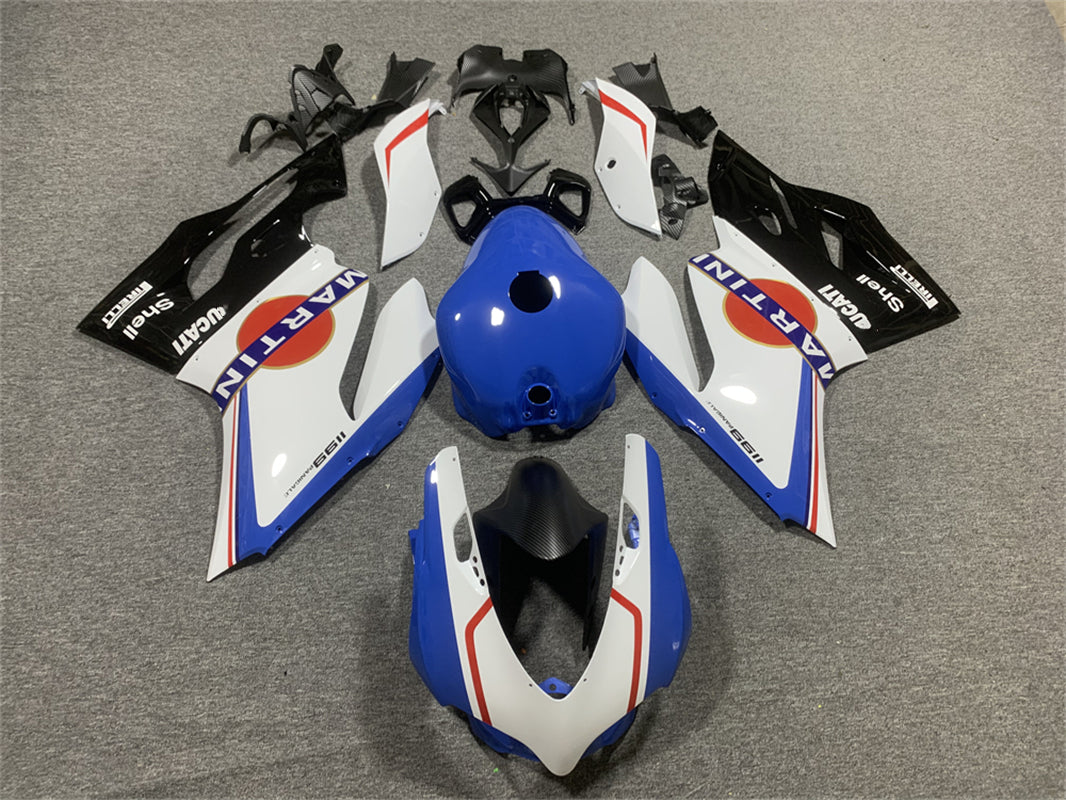 Amotopart Ducati 1199 899 2012-2015 Kit de carénage bleu et blanc