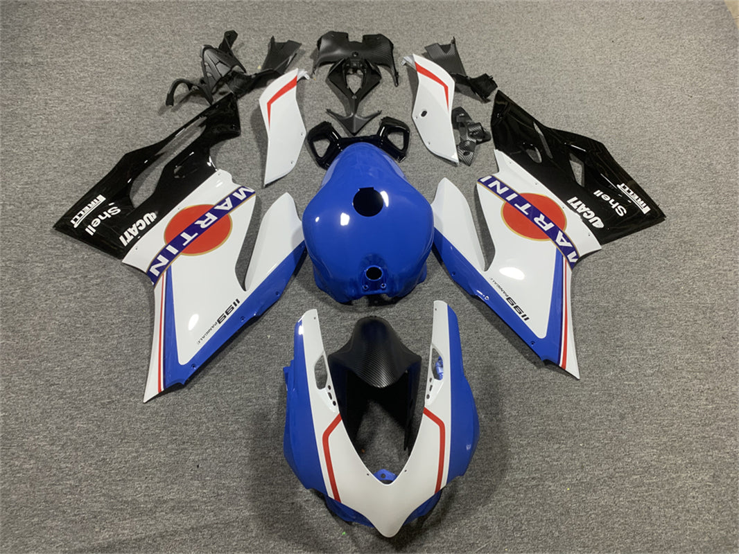 Amotopart Verkleidungsset für Ducati 1199 899 2012–2015, Blau und Weiß
