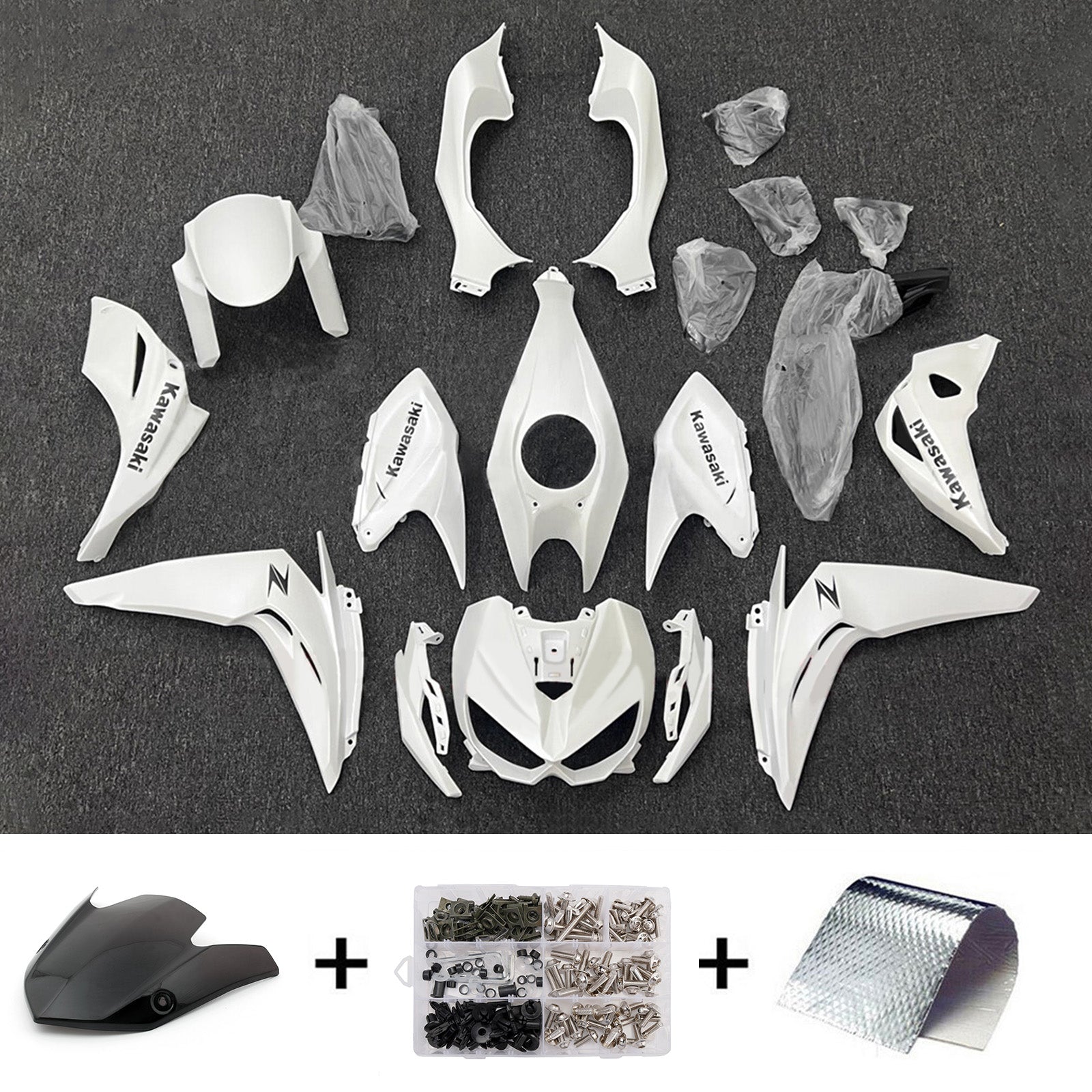 Amotopart 2014–2017 Kawasaki Z1000 weißes Verkleidungsset