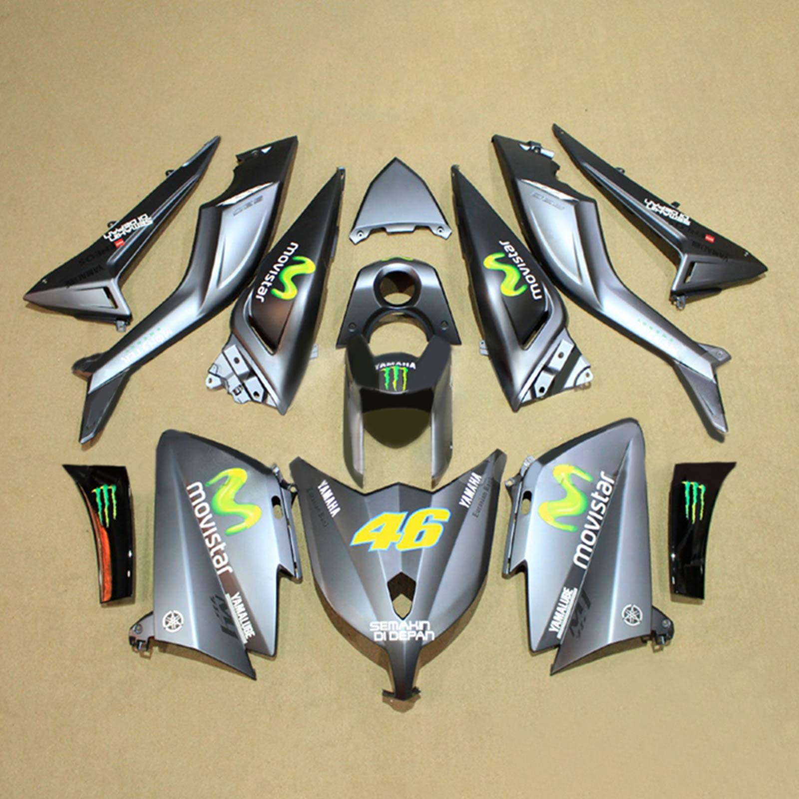 Amotopart 2012-2014 TMax TMAX 530 Yamaha Kit de carénage gris jaune