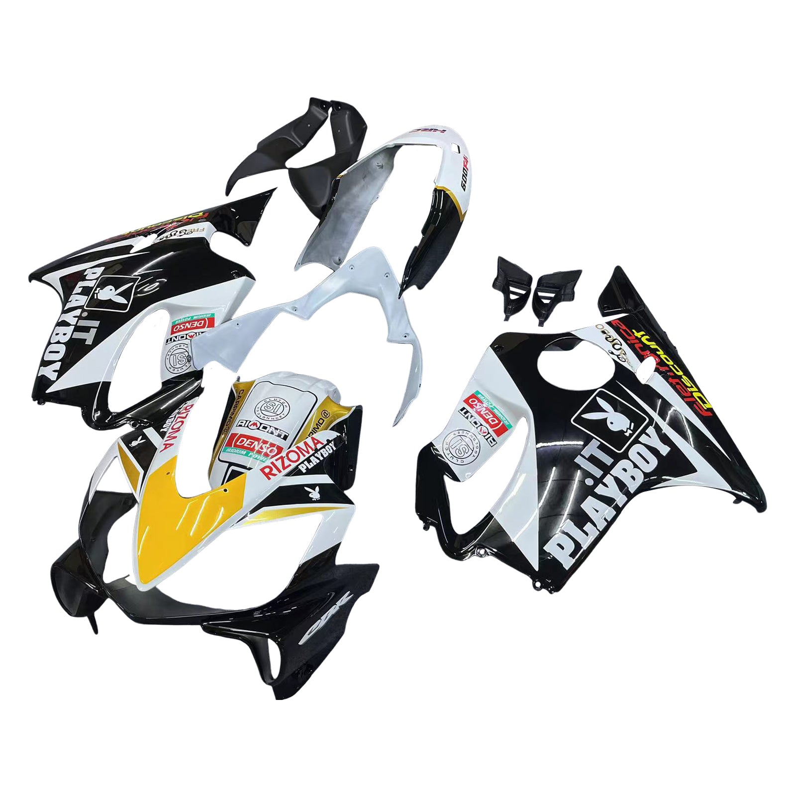 Amotopart 2004-2007 Honda CBR600 F4i White Black Fairing Kit