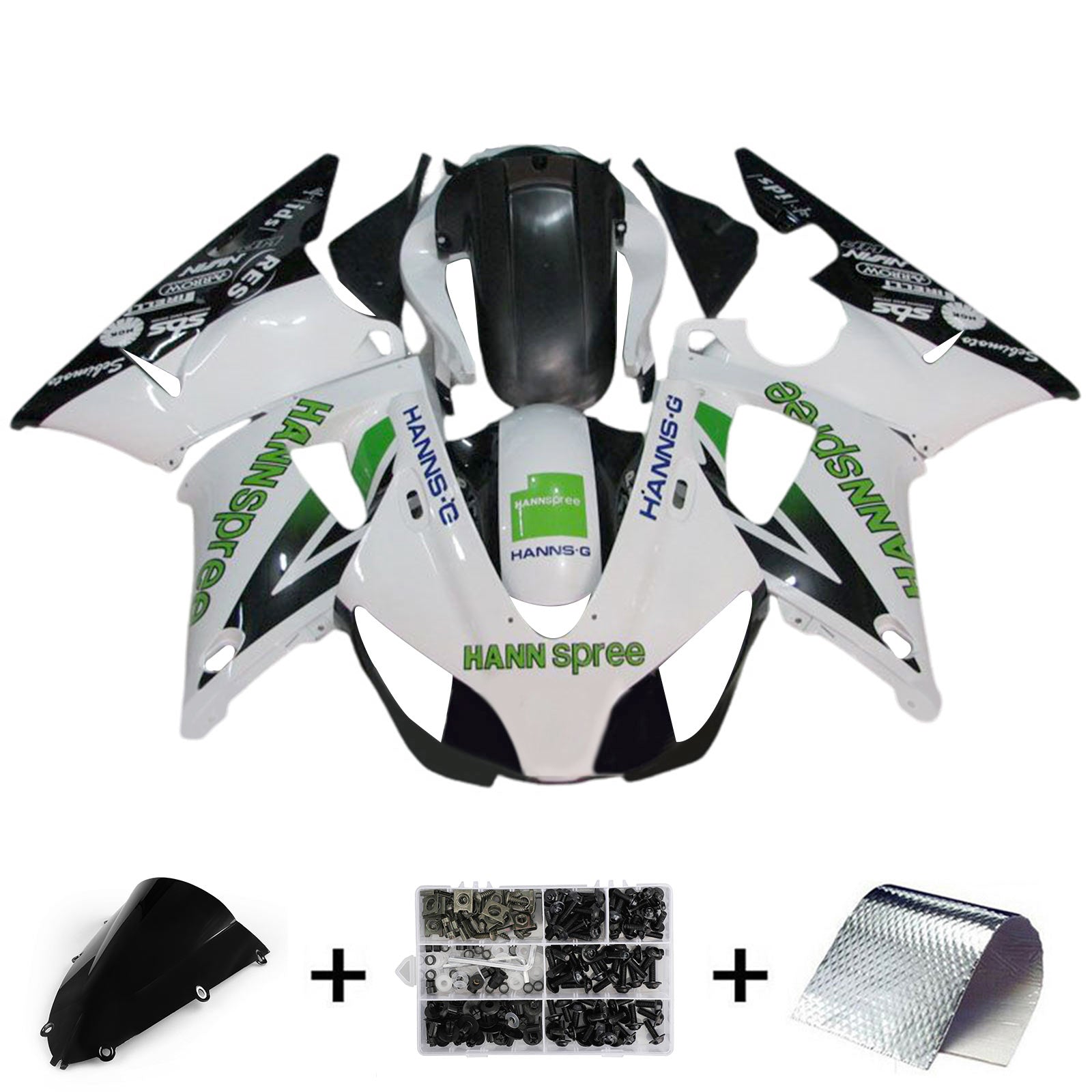 Amotopart 1998-1999 Yamaha YZF 1000 R1 Kit de carenado blanco negro verde