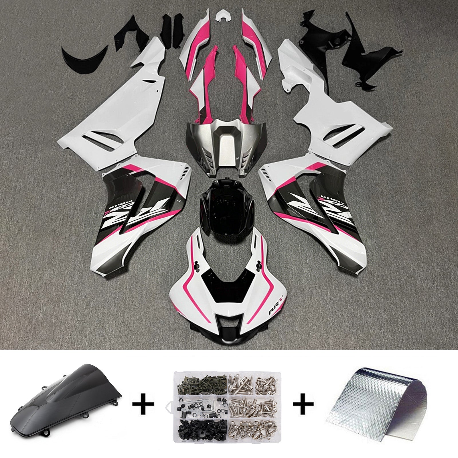 Amotopart 2020-2023 ホンダ CBR1000RR-R ホワイト/ブラック/ピンク フェアリングキット