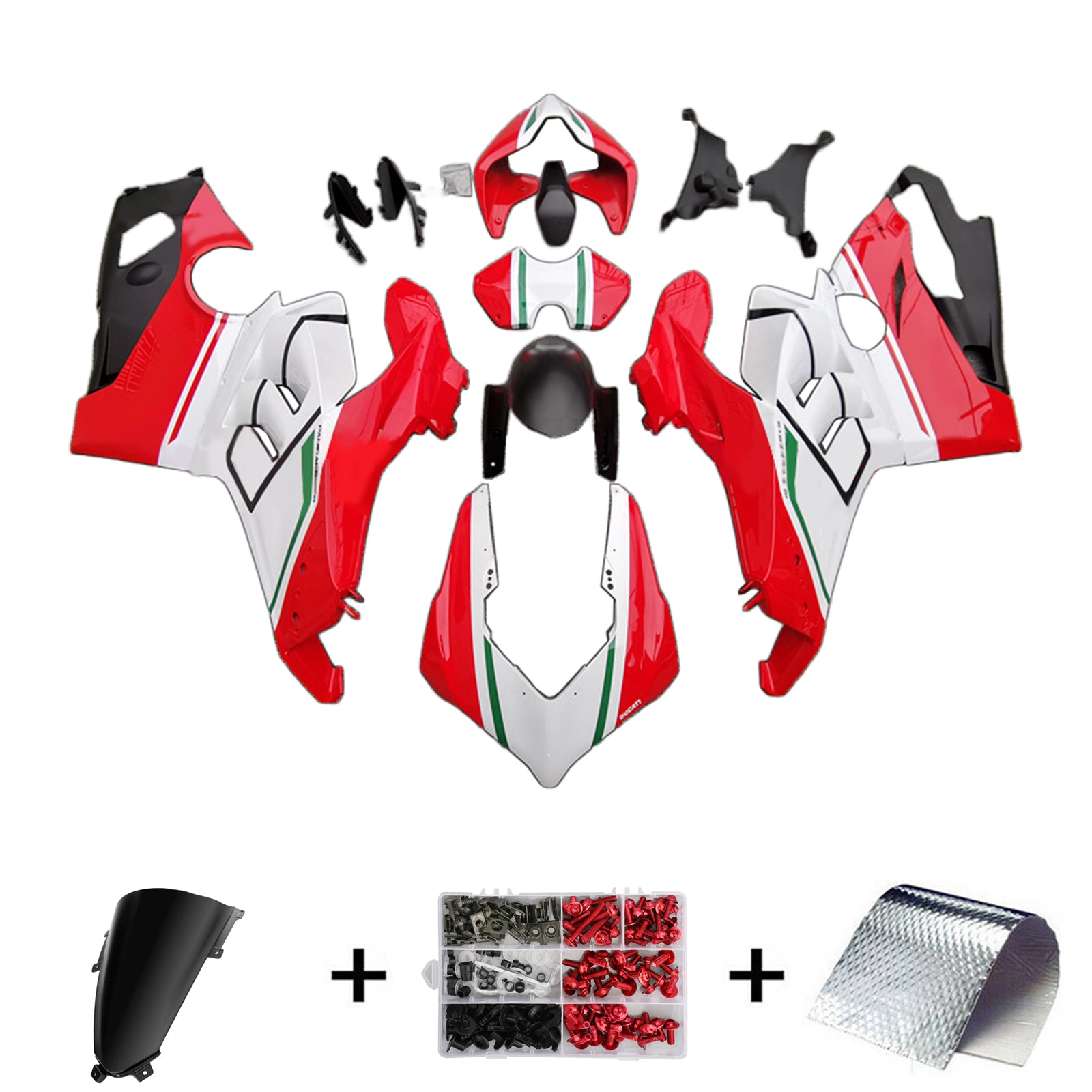 Kit de carénage Amotopart Ducati Panigale 20-21 V4/V4S & 21-22 V4SP & 19-22 V4R rouge Style4