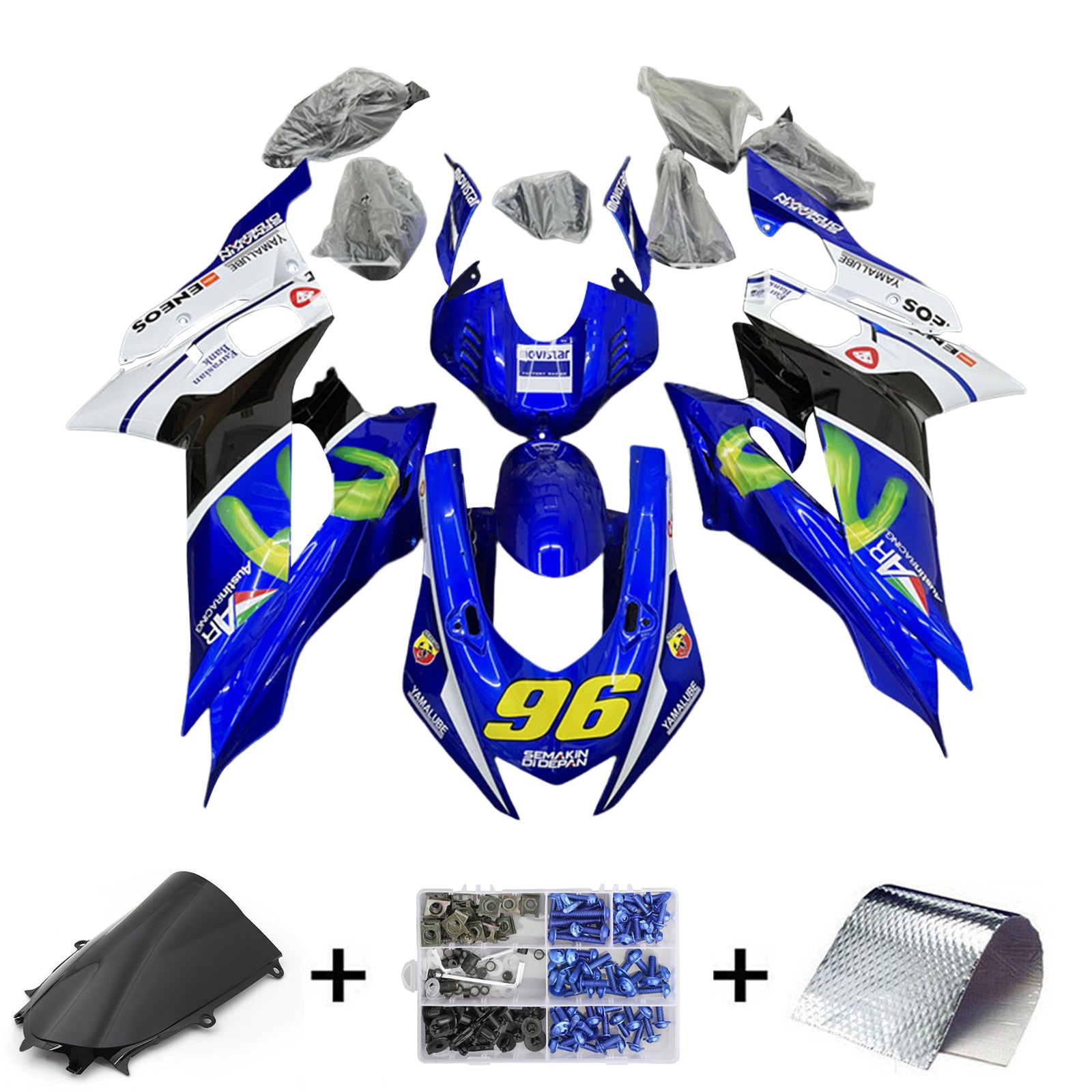 Kit de carenado Amotopart Yamaha YZF-R6 2017-2023 azul Style7