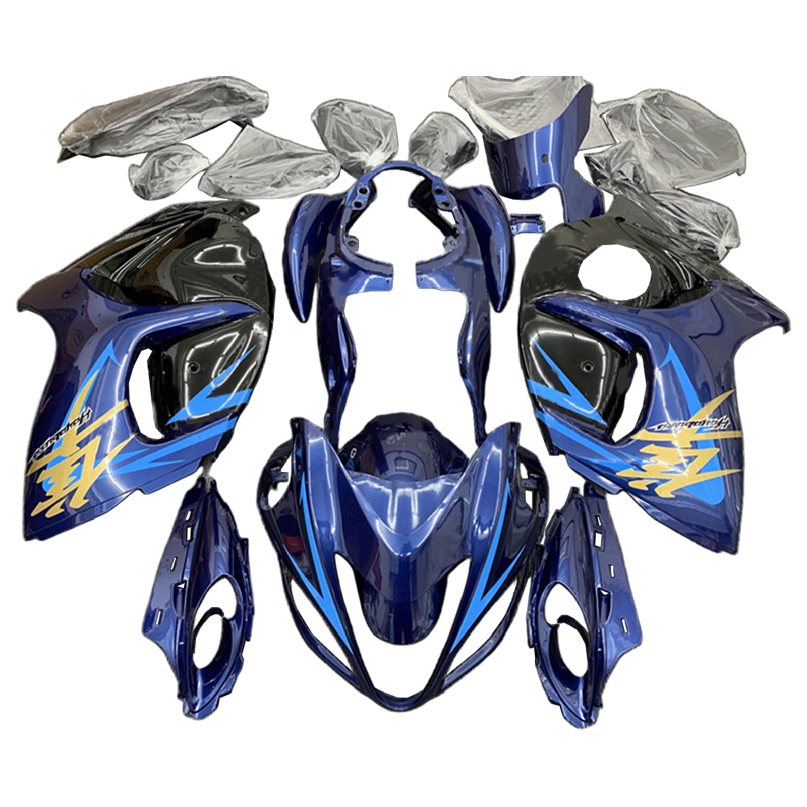 Amotopart Kit de carénage Suzuki Hayabusa GSX1300R Bleu Style3 2008-2020