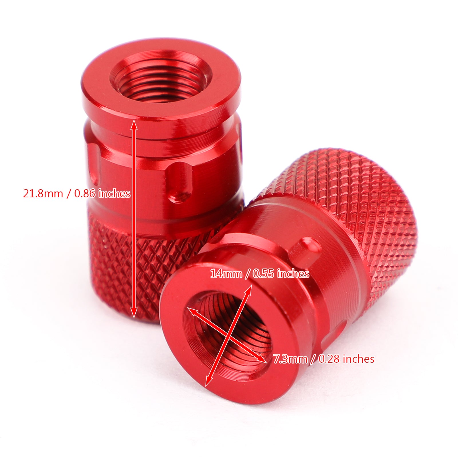 Pair CNC Red Anti-Thief Tire Valve Stem Caps For Car Truck Bike Motorcycle