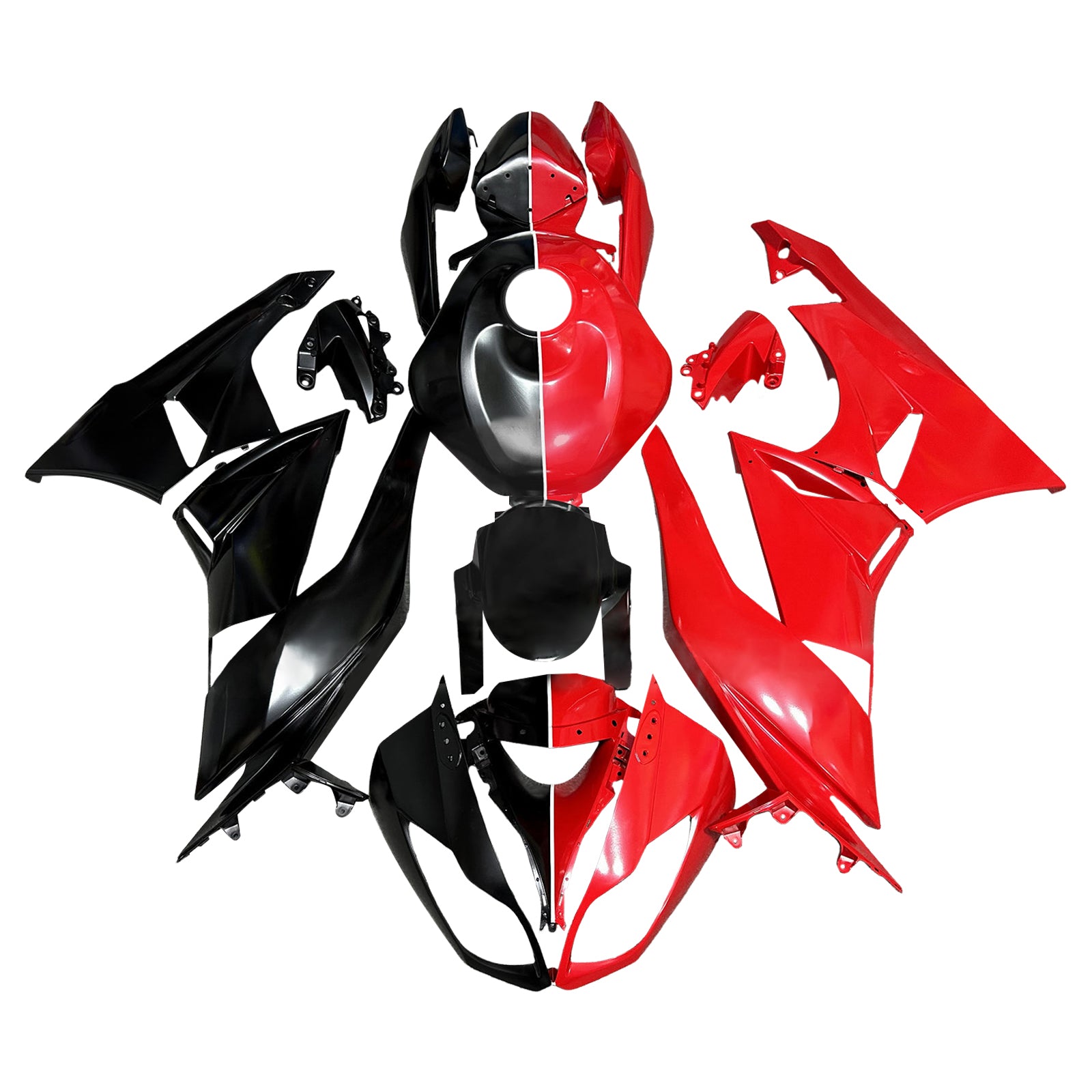 Amotopart 2009-2012 Kawasaki ZX6R 636 Black Red Fairing Kit