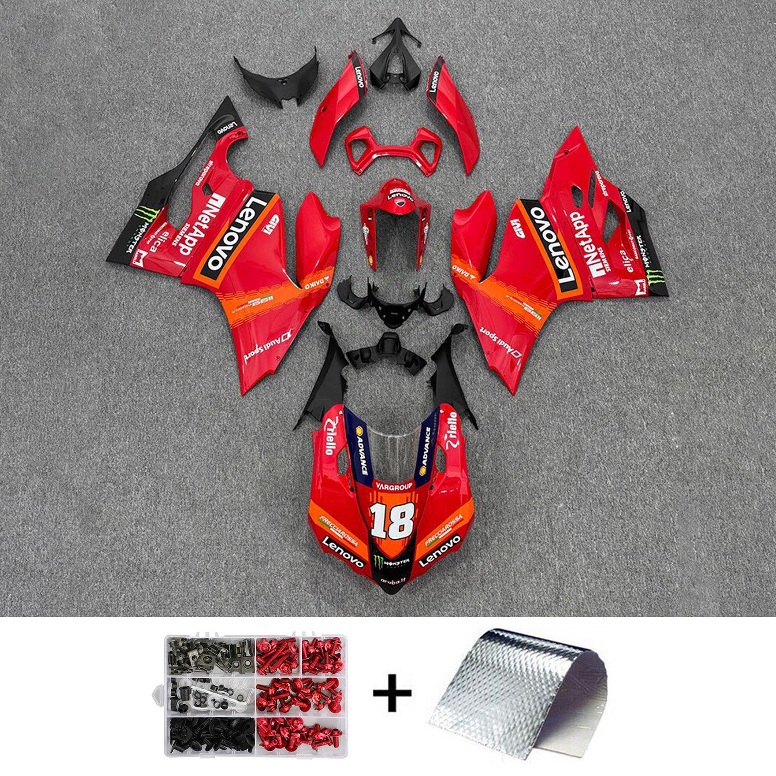 Amotopart 2012-2015 Ducati 1199/899 レッドオレンジ フェアリングキット