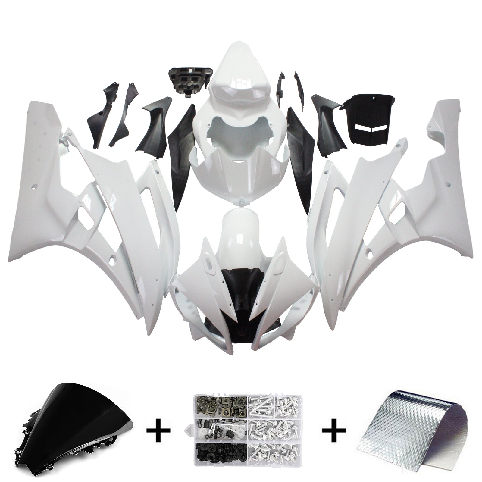 Amotopart 2006-2007 YZF 600 R6 Yamaha Kit de carenado blanco