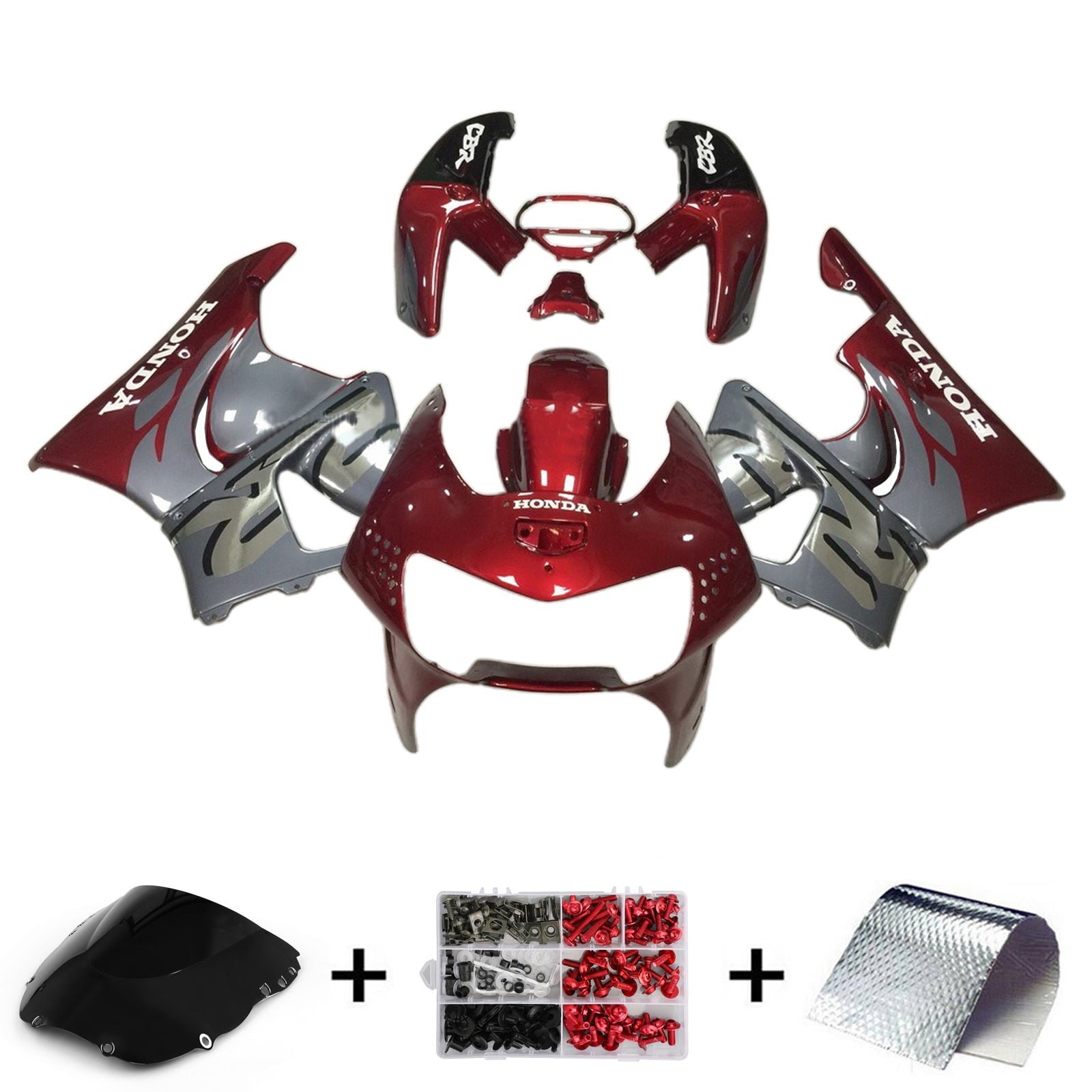 Amotopart 1998-1999 Honda CBR900RR 919 Red Gray Fairing Kit