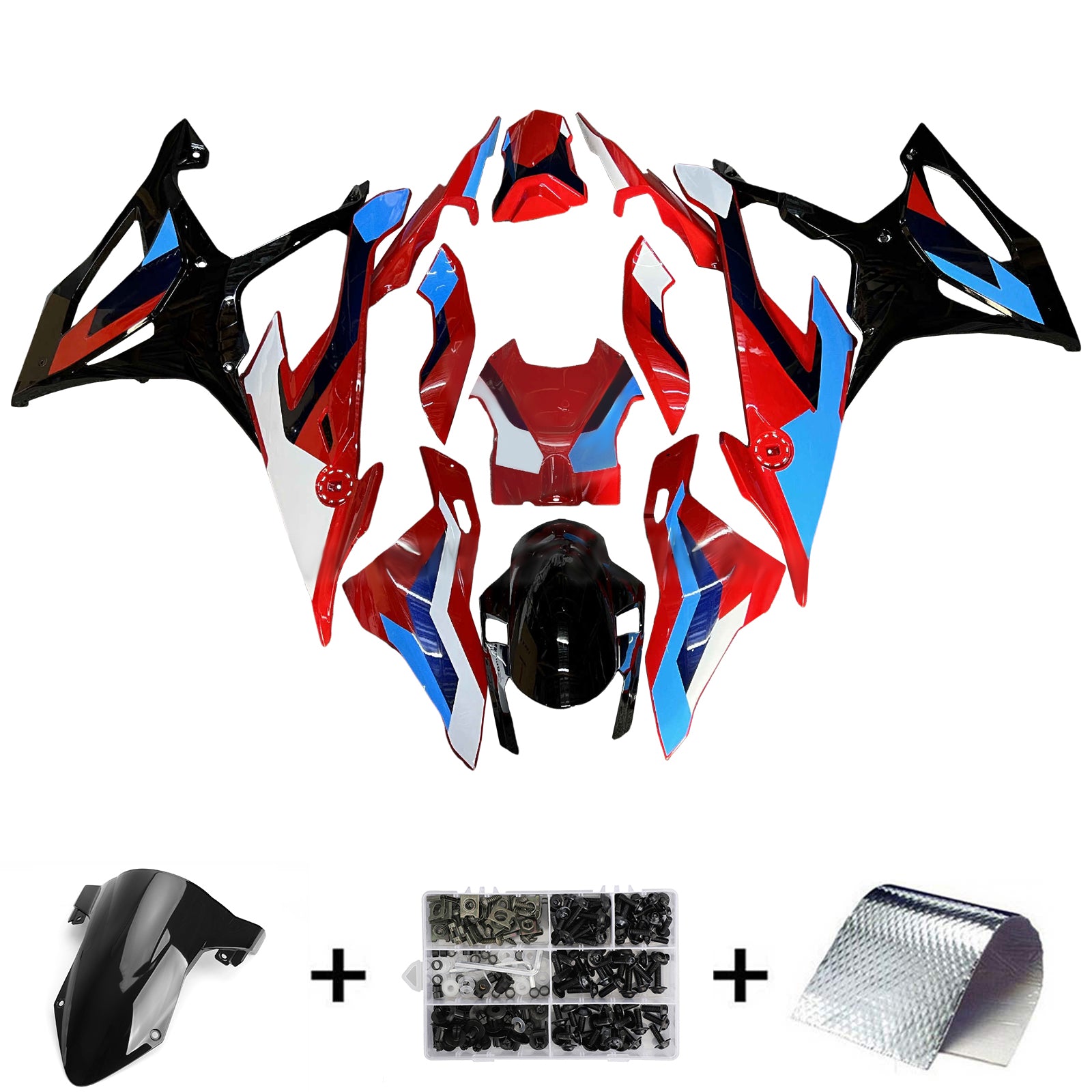 Amotopart 2019-2022 BMW S1000RR Glossy Black Red Blue White Fairing Kit