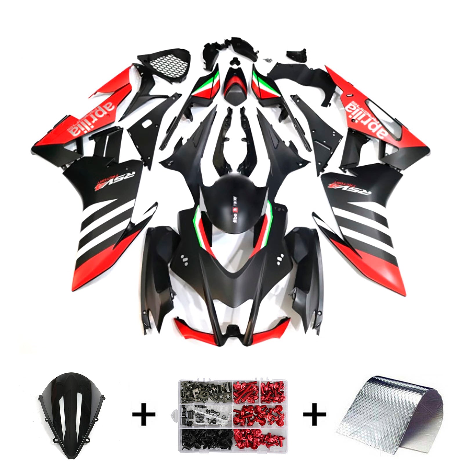 Amotopart 2009-2015 Aprilia RSV4 1000 White Black Red Fairing Kit