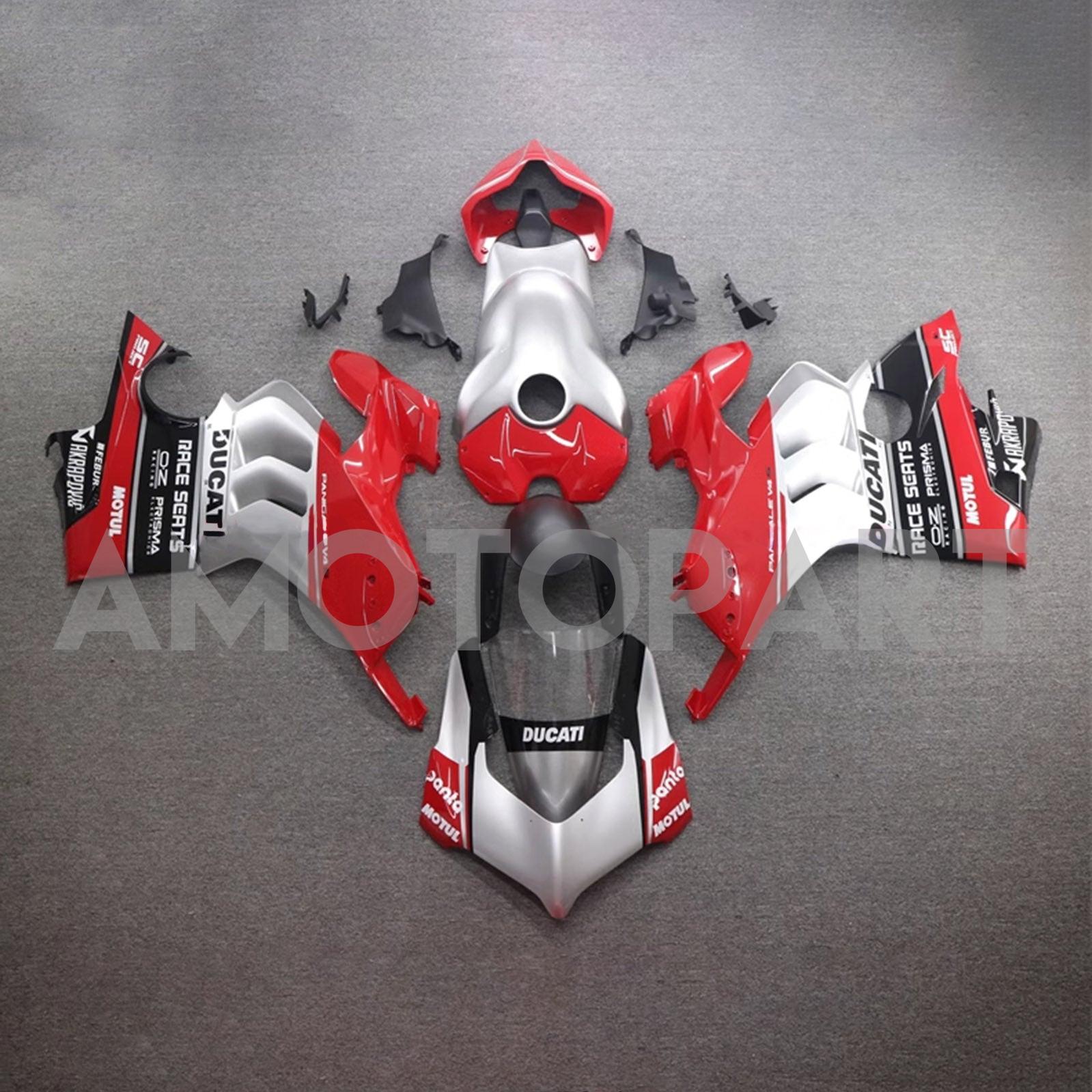 Amotopart Ducati 20-21 Panigale V4 V4S Black Silver Red Fairing Kit