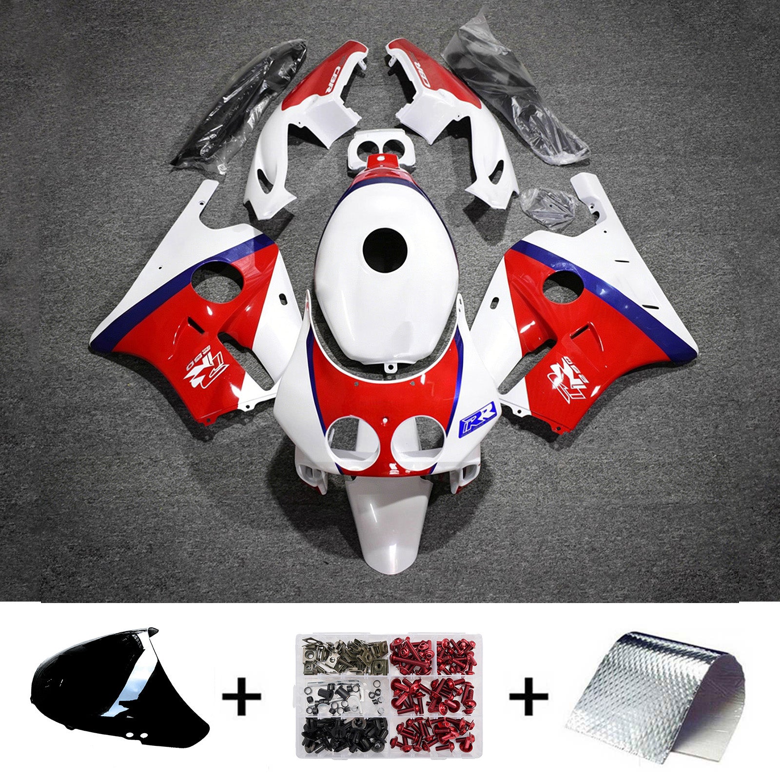 Amotopart 1990-1998 Honda CBR250RR MC22 White/Red Fairing Kit