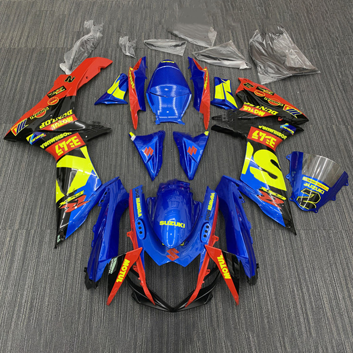 Amotopart 2011-2024 GSXR 600/750 Suzuki Gloss Blue&Yellow Fairing Kit