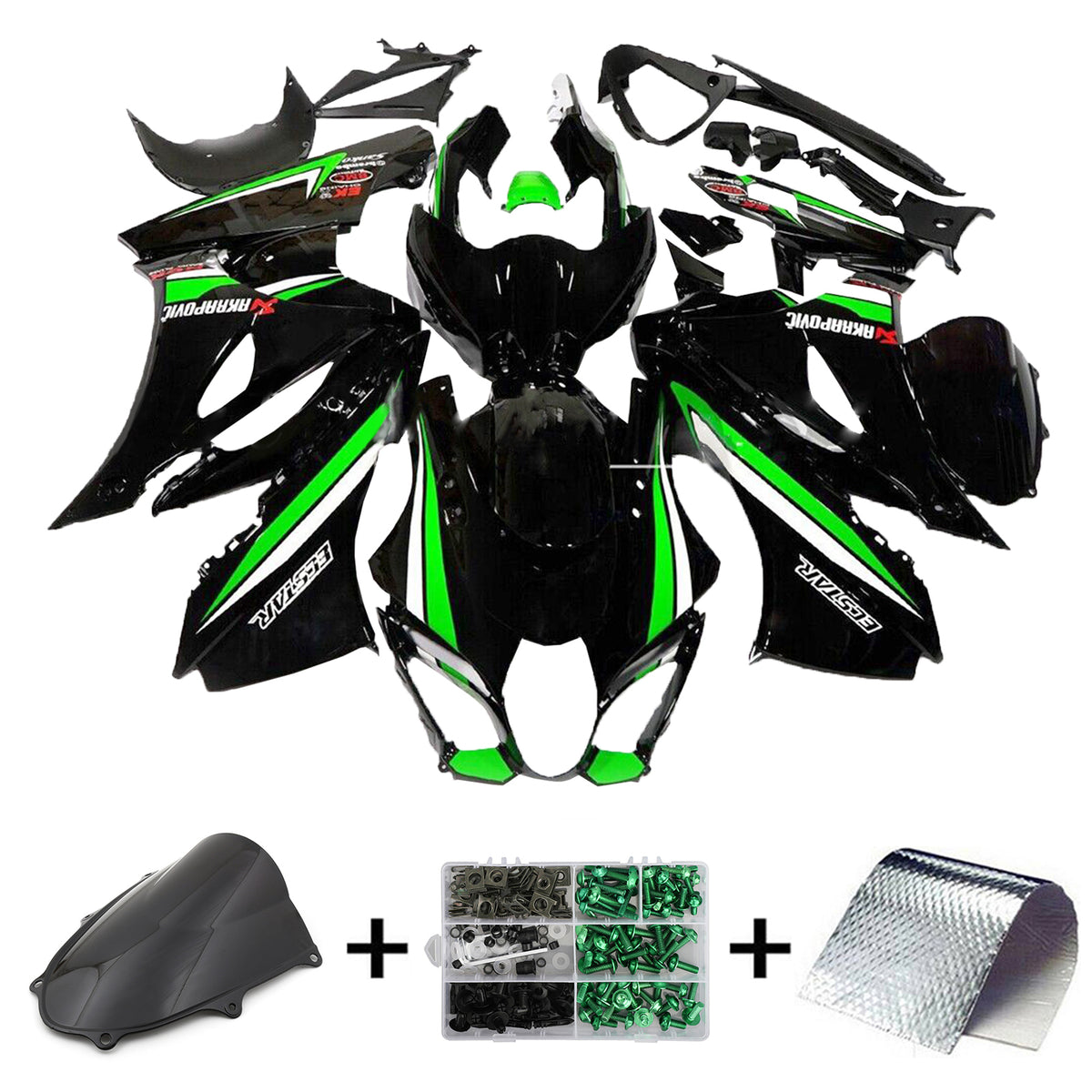 Amotopart 2017-2024 K17 GSXR1000 Suzuki Kit de carénage noir et vert