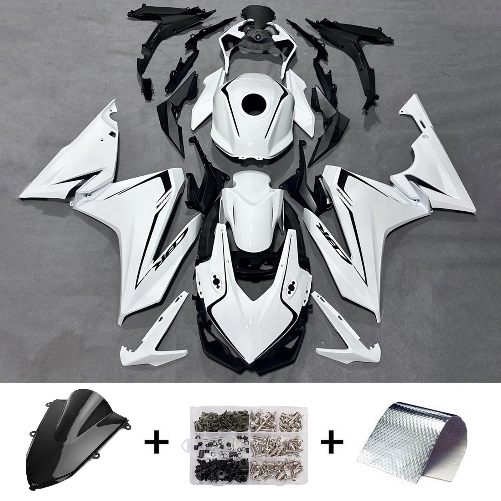 Amotopart 2022-2023 ホンダ CBR500R ホワイト/ブラック フェアリングキット