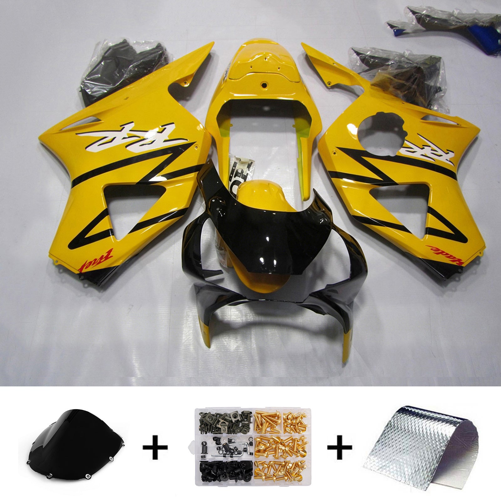 Amotopart 2002-2003 Honda CBR954 gul/svart kåpa