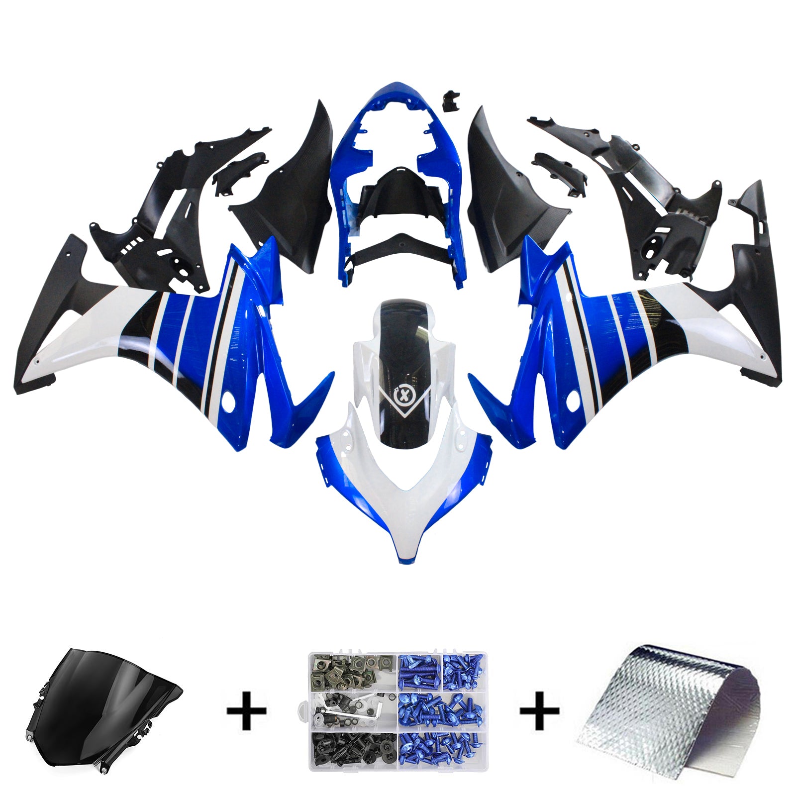 Amotopart 2013-2015 CBR500R Honda Kit de carénage bleu et blanc