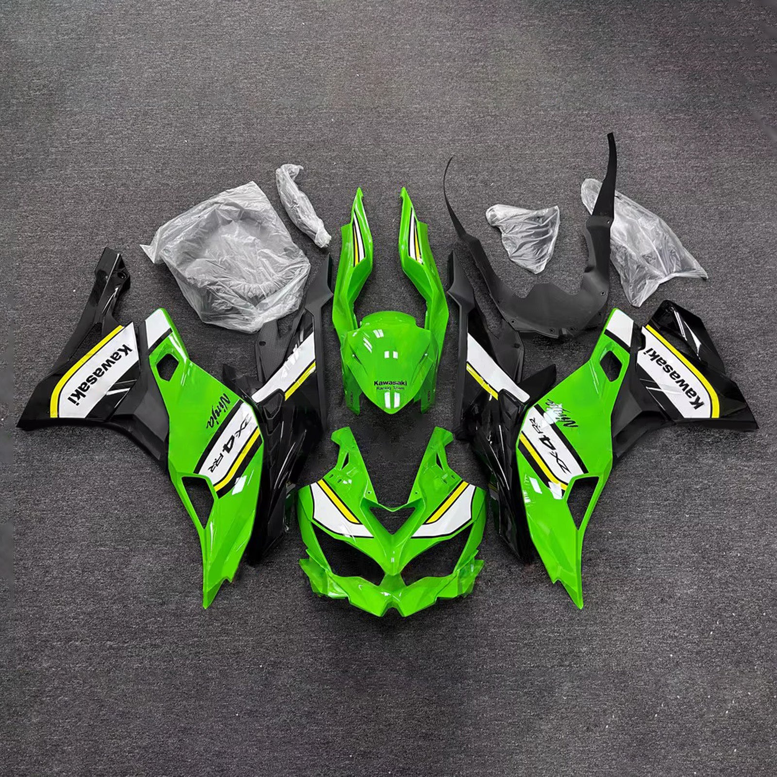 Amotopart 2019-2022 Kawasaki Ninja ZX-25R 2023-2025 Kawasaki Ninja ZX-4R/ZX-4RR Green Black White Fairing Kit