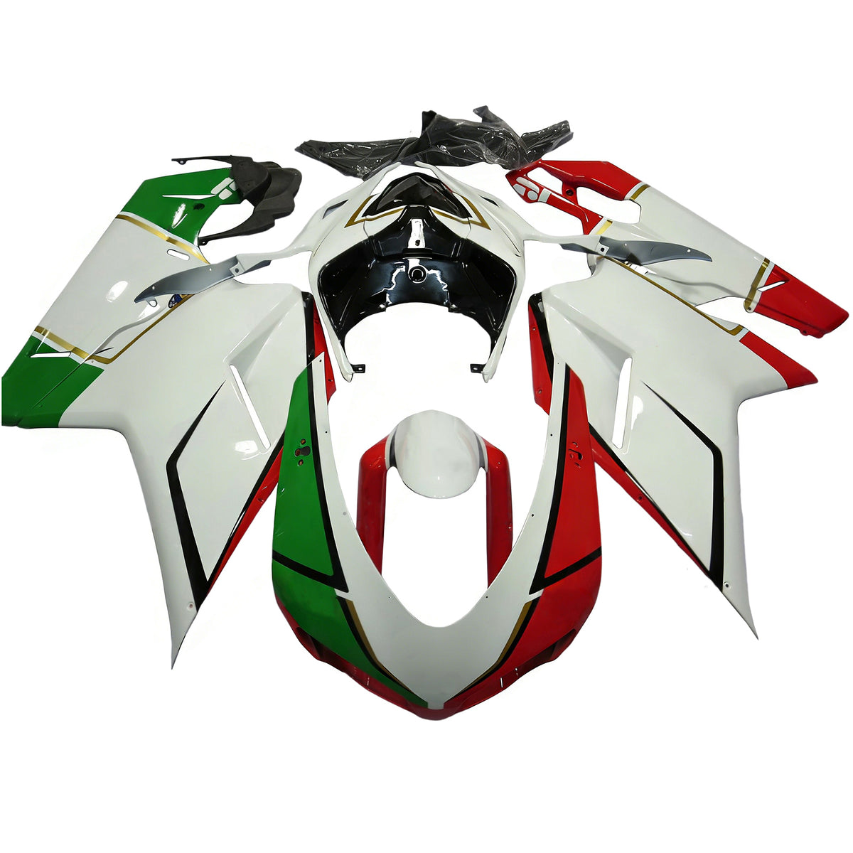 Amotopart 2007-2011 Ducati 1098 1198 848 White Red Green Fairing Kit