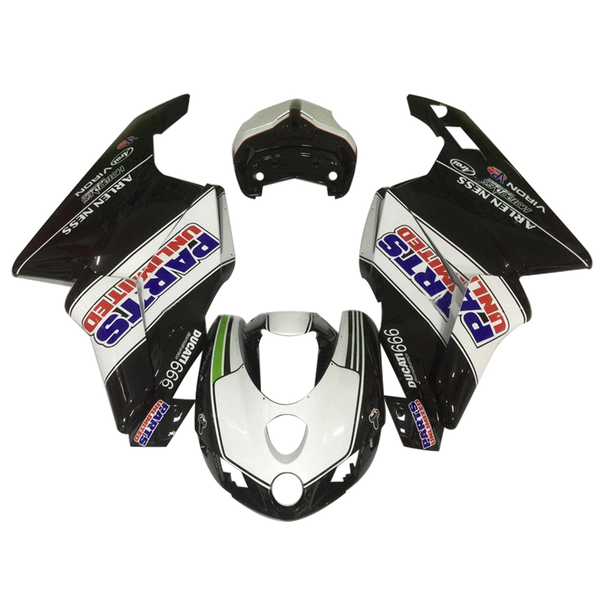 Amotopart Ducati 999 749 2005 2006 Kit de carénage blanc et noir