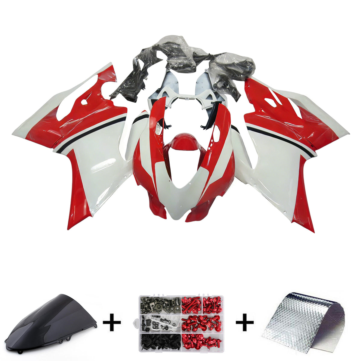 Amotopart 2012-2015 Ducati 899 White Red Fairing Kit