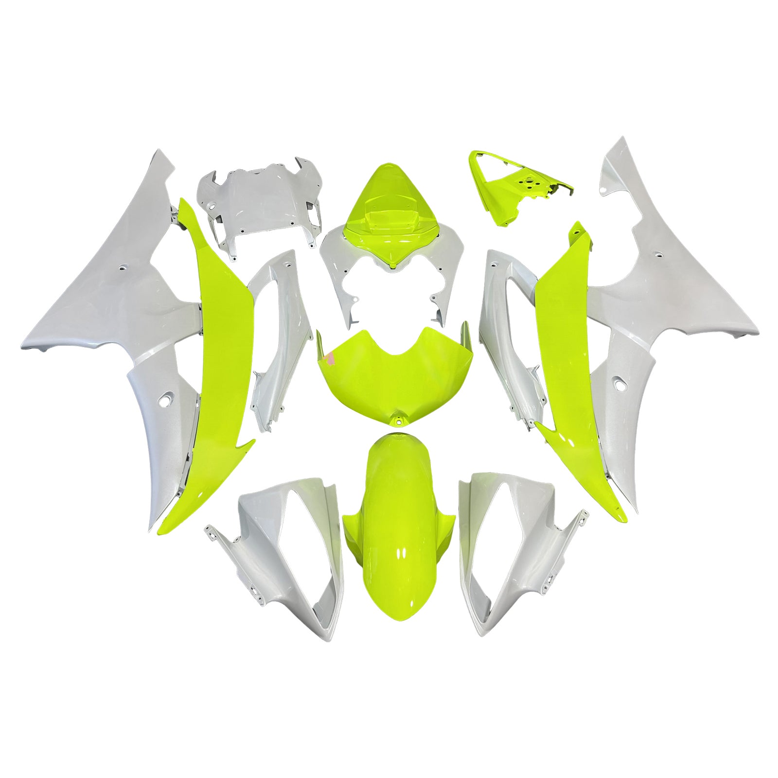 Amotopart 2008-2016 Yamaha YZF-R6 Yellow Grey White Fairing Kit