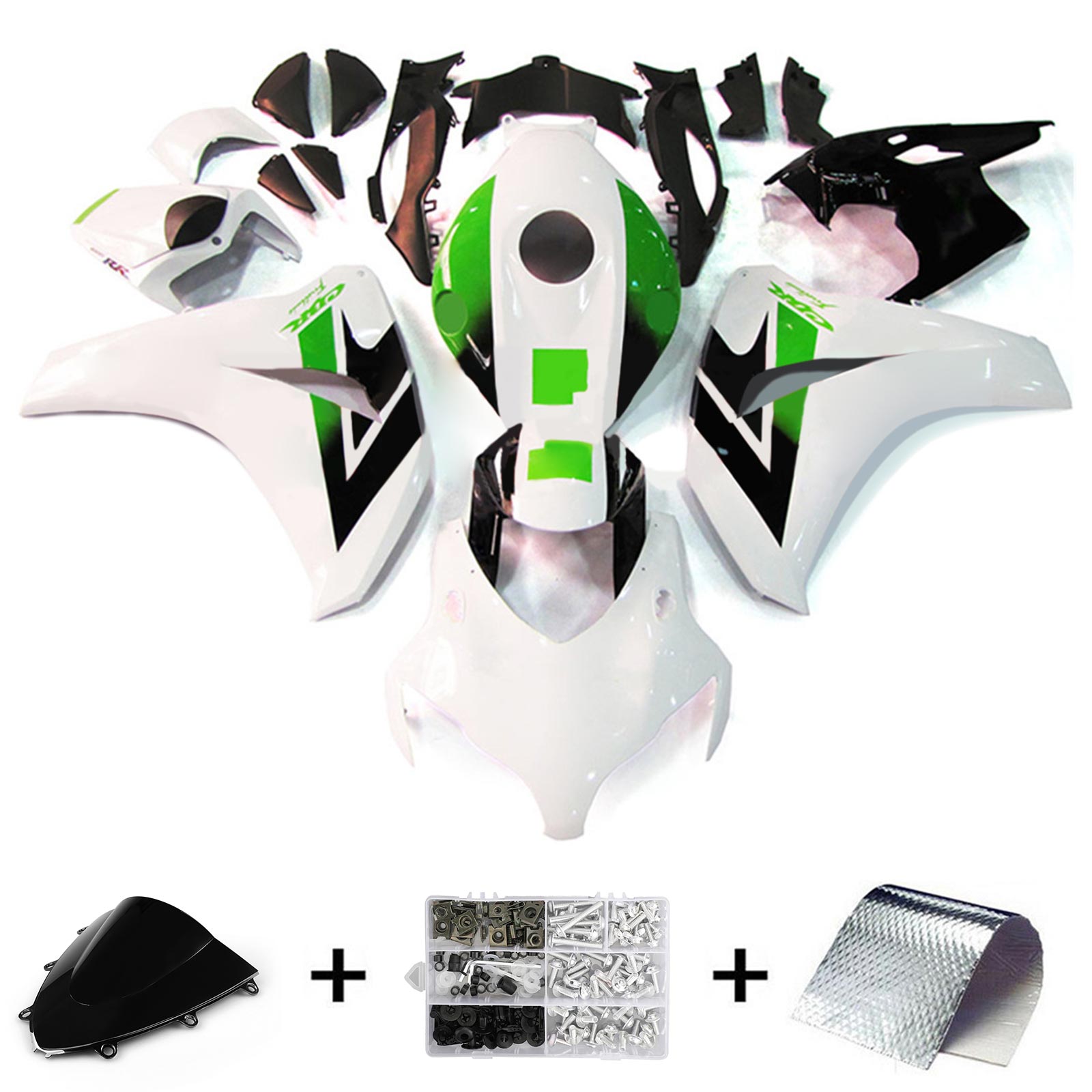 Amotopart 2008-2011 Honda CBR1000RR Kit de carénage blanc et vert