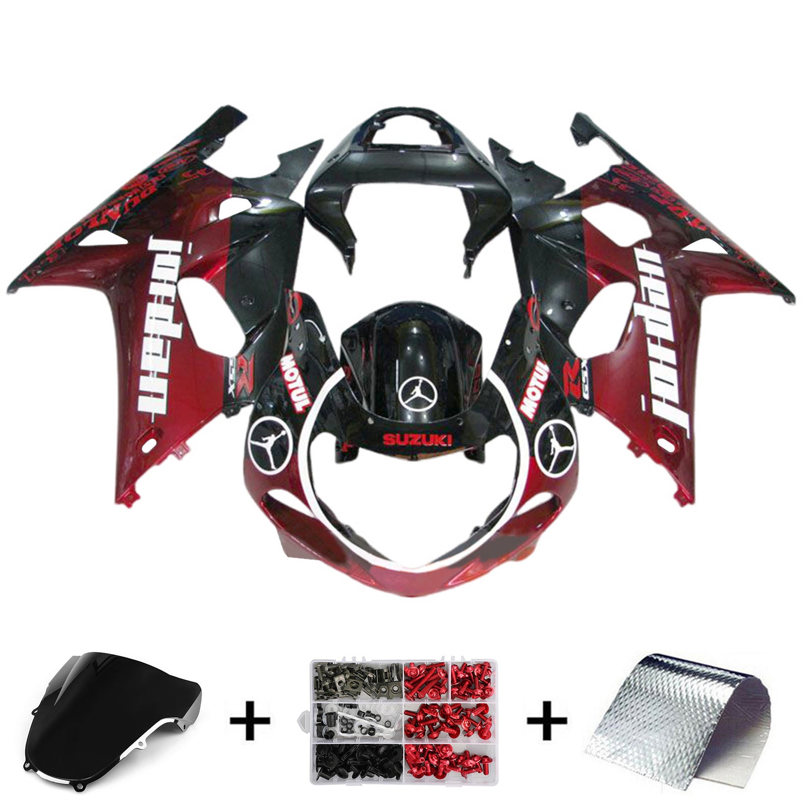 Amotopart 2000-2002 K1 K2 GSXR1000 Suzuki Red&Black Fairing Kit