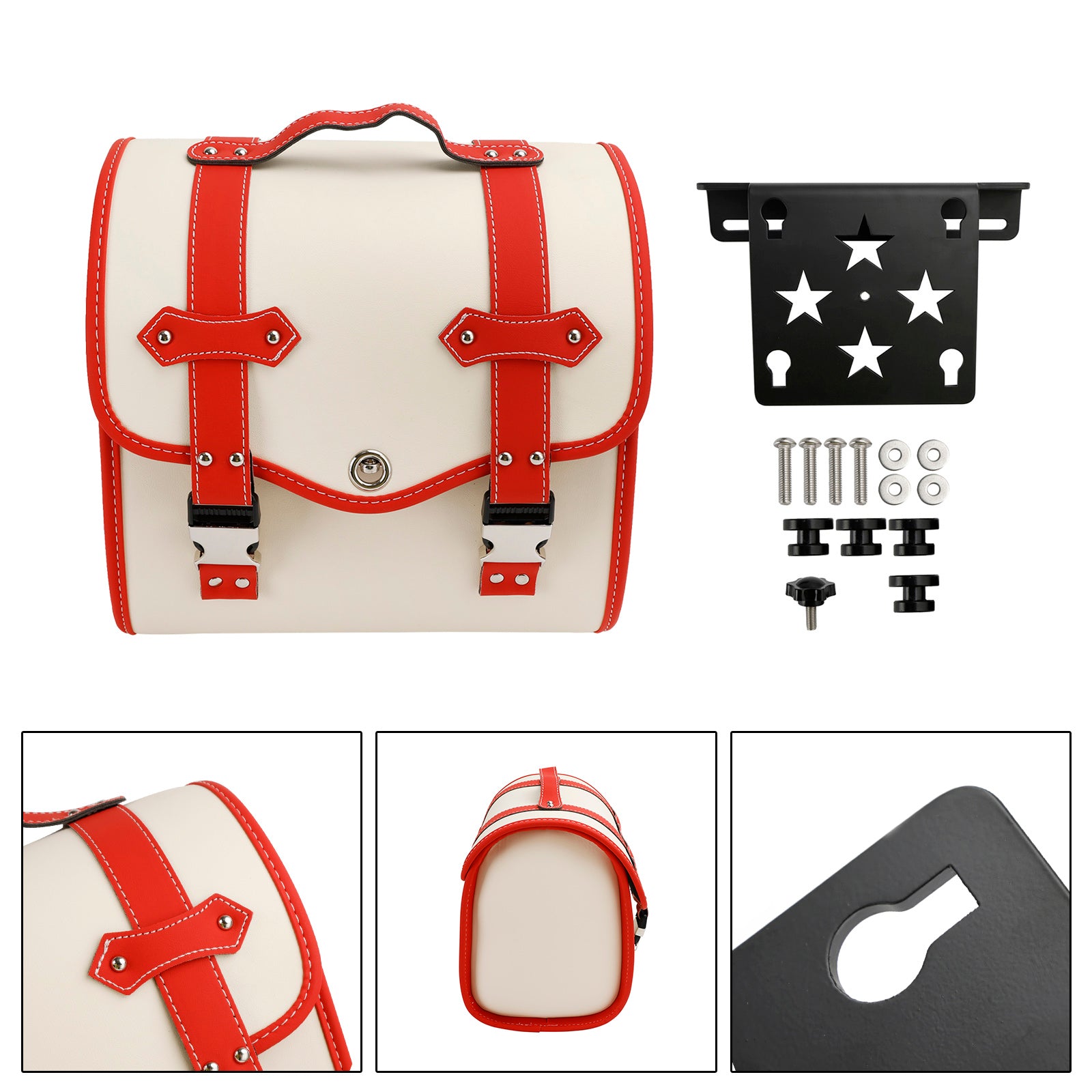 Motorbike Set Of Quick Release Saddlebag W/ Bracket Luggage Storage White