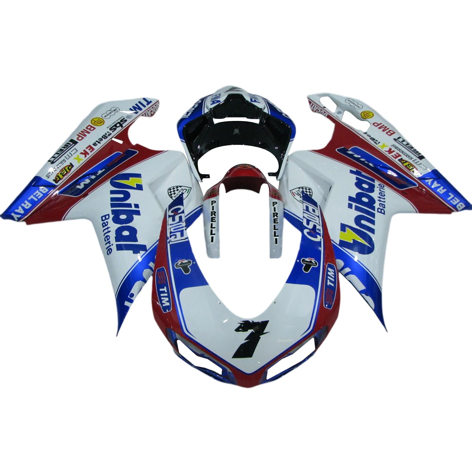 Amotopart Toutes les années Ducati 1098 1198 848 Kit de carénage rouge et bleu Style2