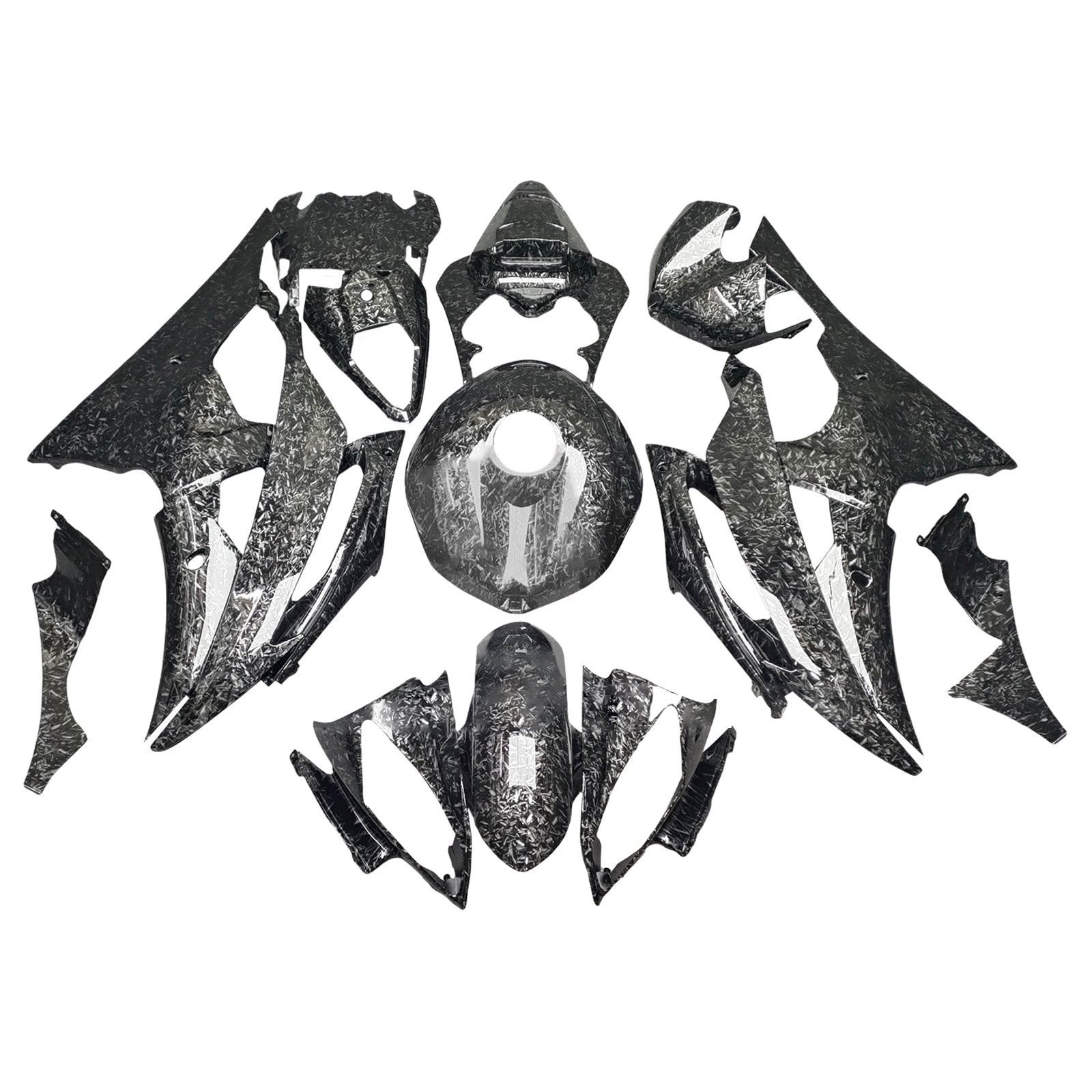 Amotopart 2008-2016 Yamaha YZF-R6 Black Forged Carbon Fiber Pattern Fairing Kit