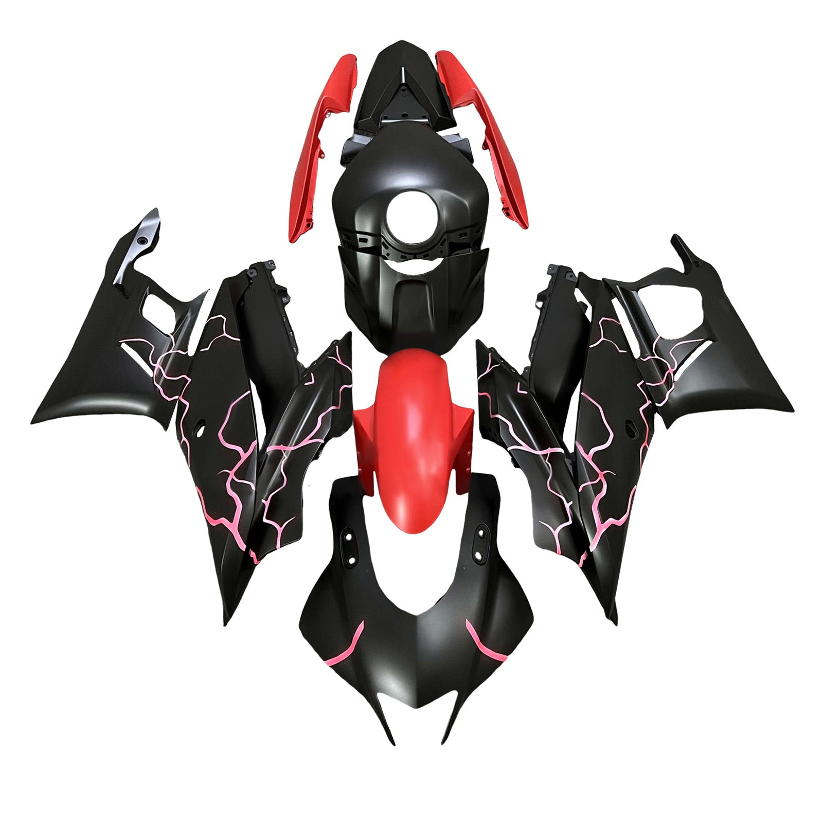 Amotopart 2019-2021 Yamaha YZF-R3 R25 Red & Black Fairing Kit
