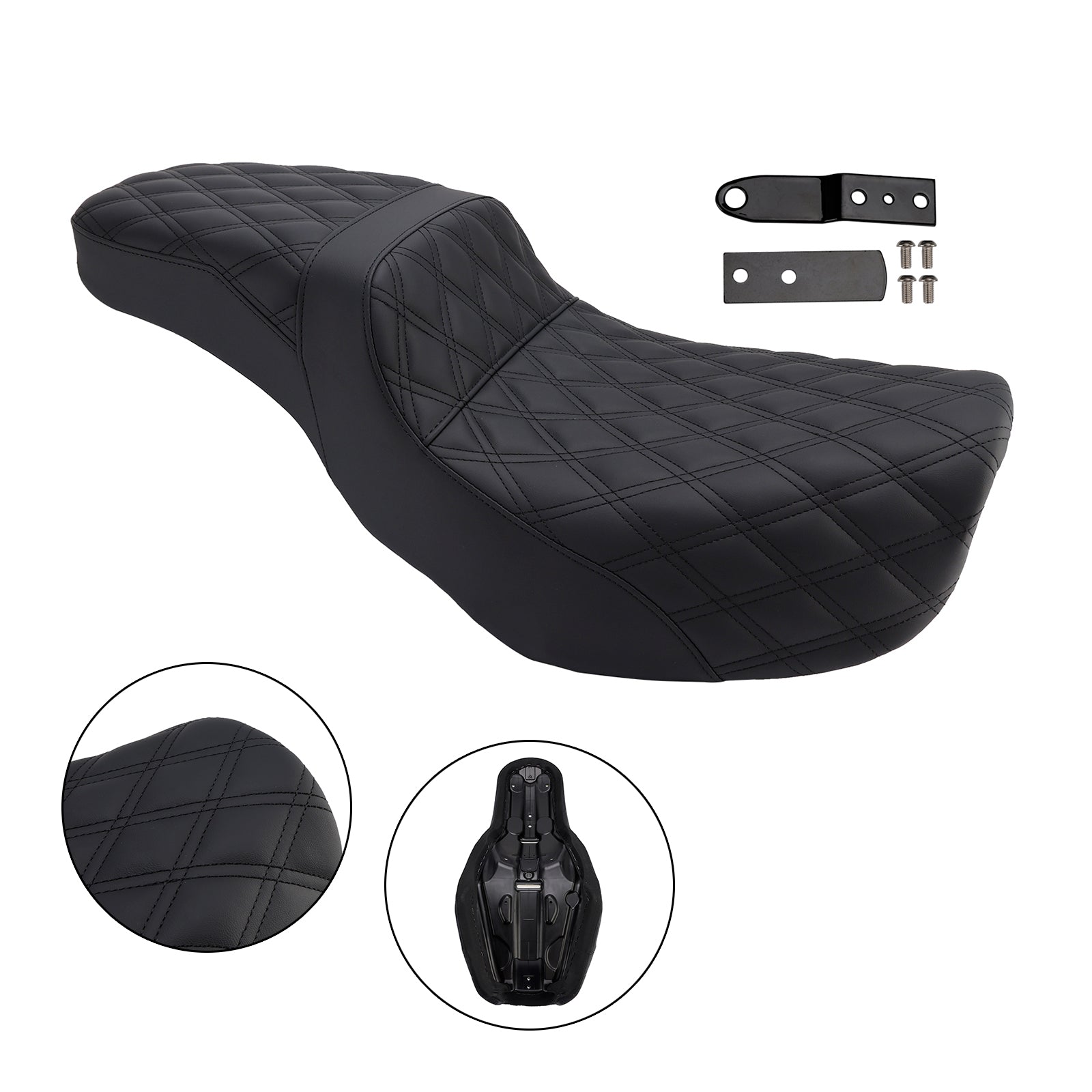 06-17 Dyna Fxd Fld Fat Boy Ribbed Complete Cushion Rider Passenger Seat Fits