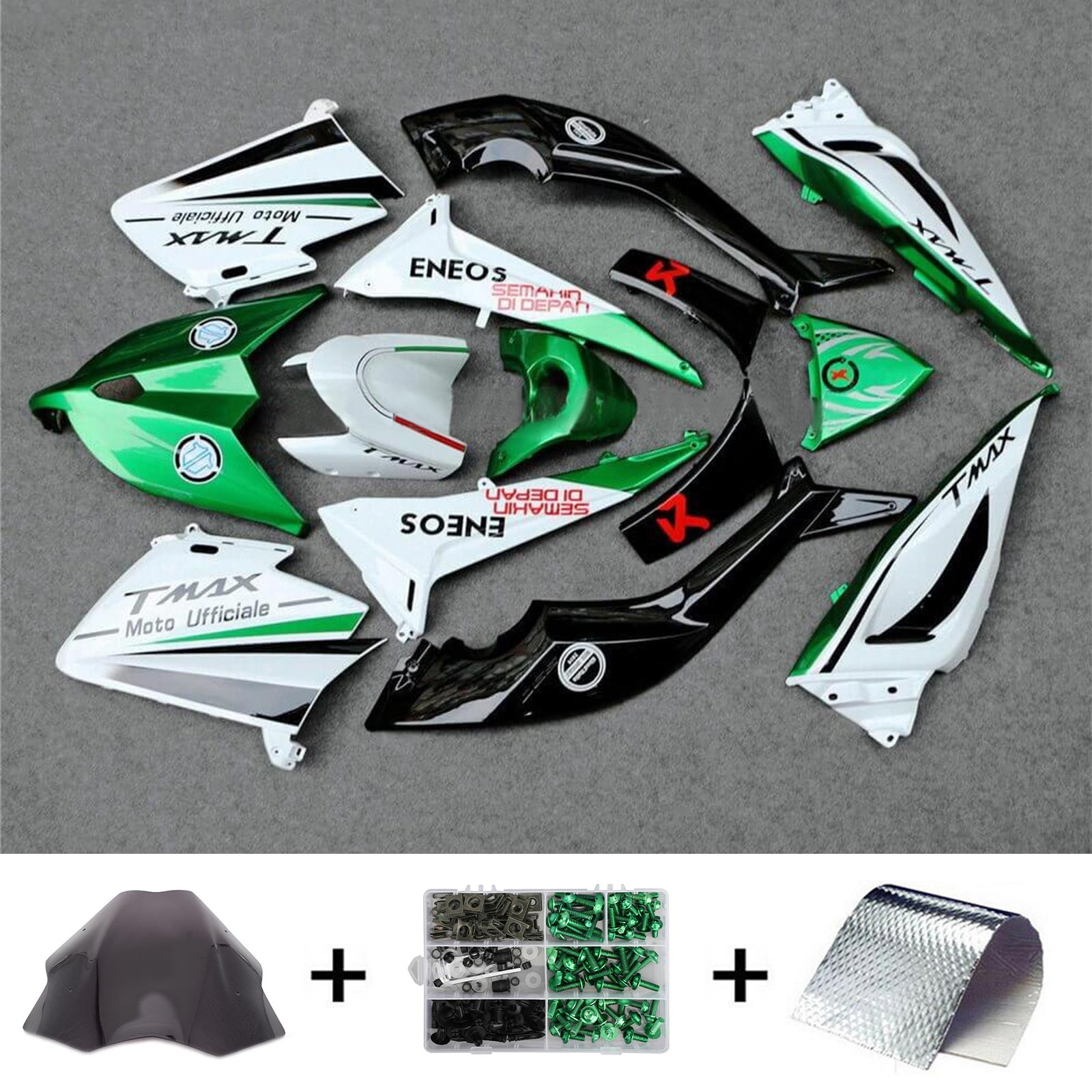 Amotopart 2012-2014 Yamaha T-Max TMAX530 Kit de carenado verde brillante y blanco